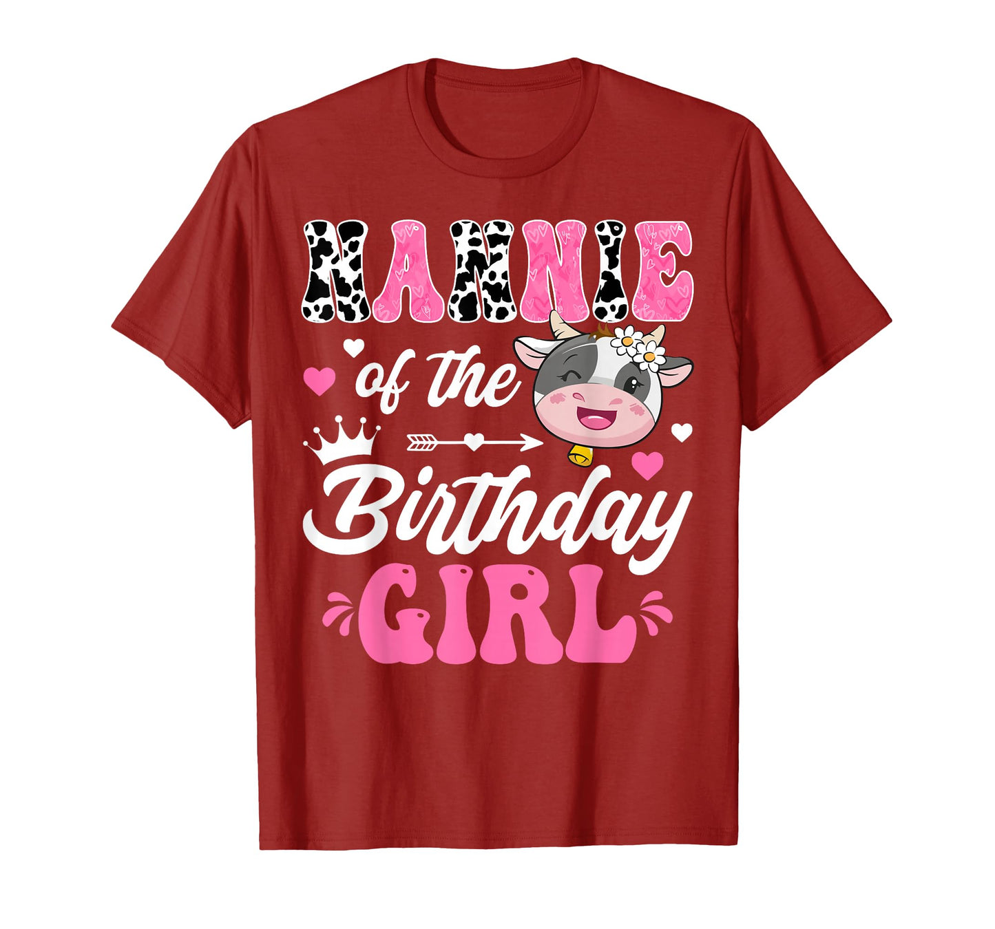 Nannie Of The Birthday Girl Cute Cow Farm 1St Birthday T-Shirt