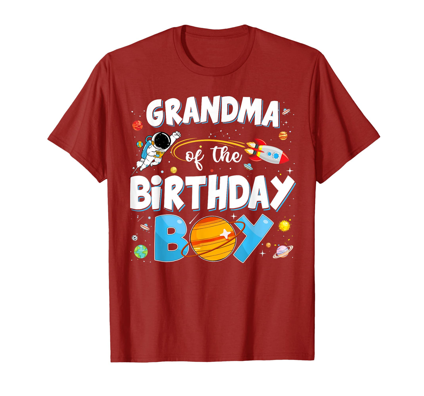 Funny Grandma Of The Birthday Boy Astronaut Space Planet T-Shirt