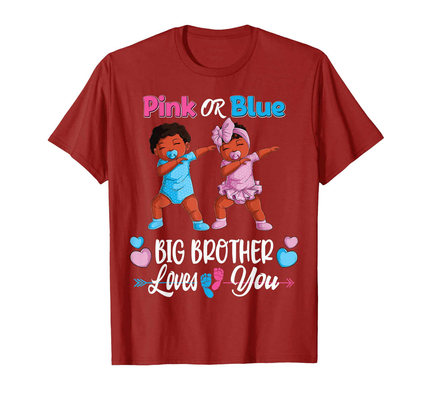 Pink Or Blue Big Brothers Loves You Black Baby Gender Reveal T-Shirt