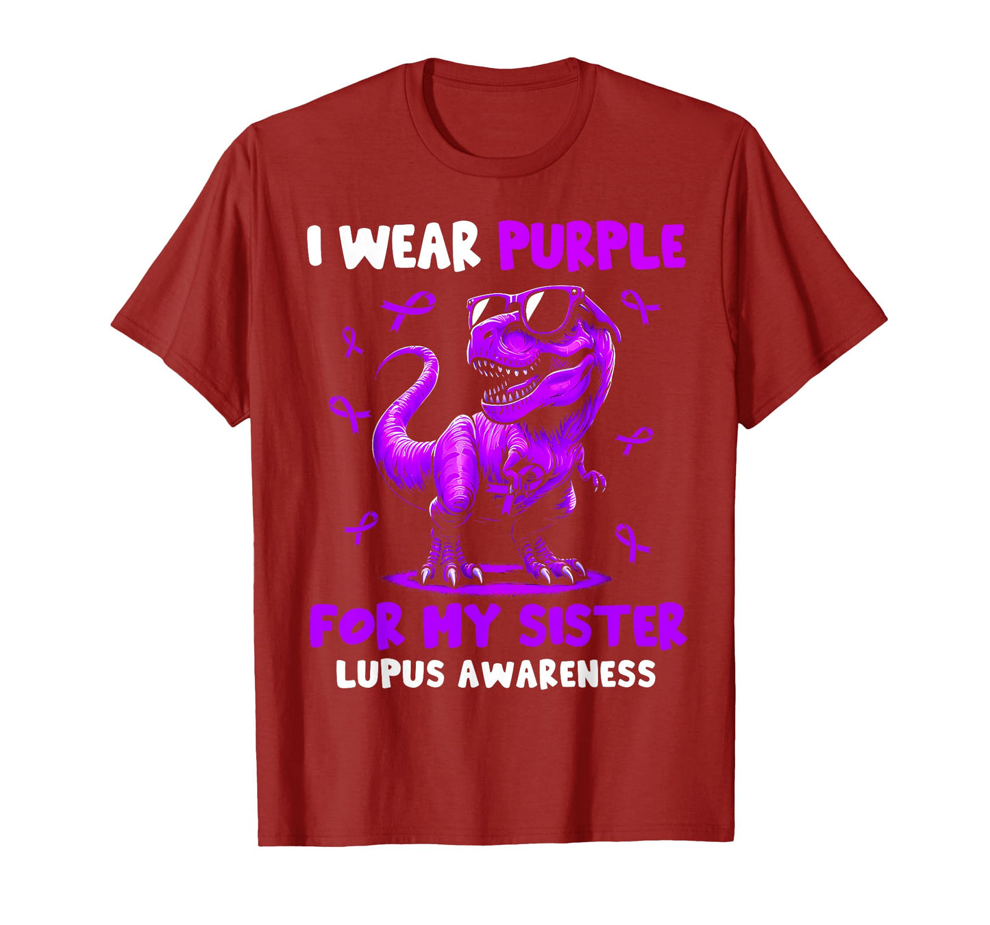 I Wear Purple For My Sister Lupus Awareness Dinosaur Boys T-Shirt