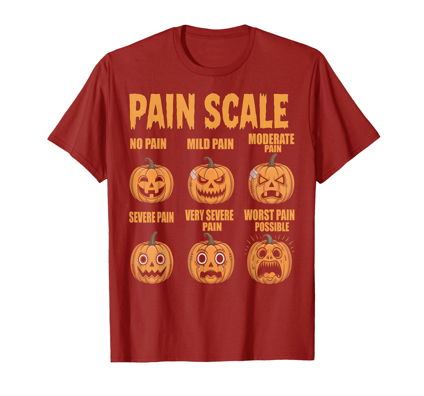 Halloween Nurse Shirt Pumpkin Pain Scale CNA Medical ICU RN T-Shirt