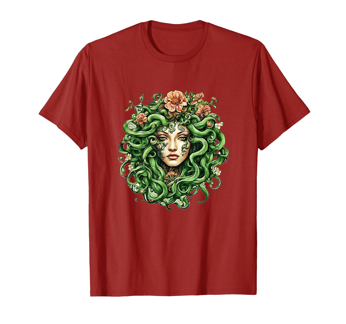 Head of Medusa with flowers Gift Men Women T-Shirt