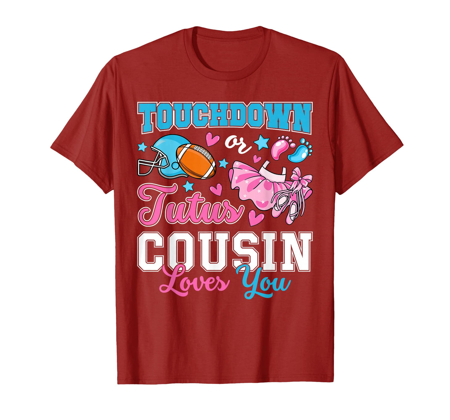 Touchdown or Tutus Cousin Loves You Cute Gender Reveal Baby T-Shirt