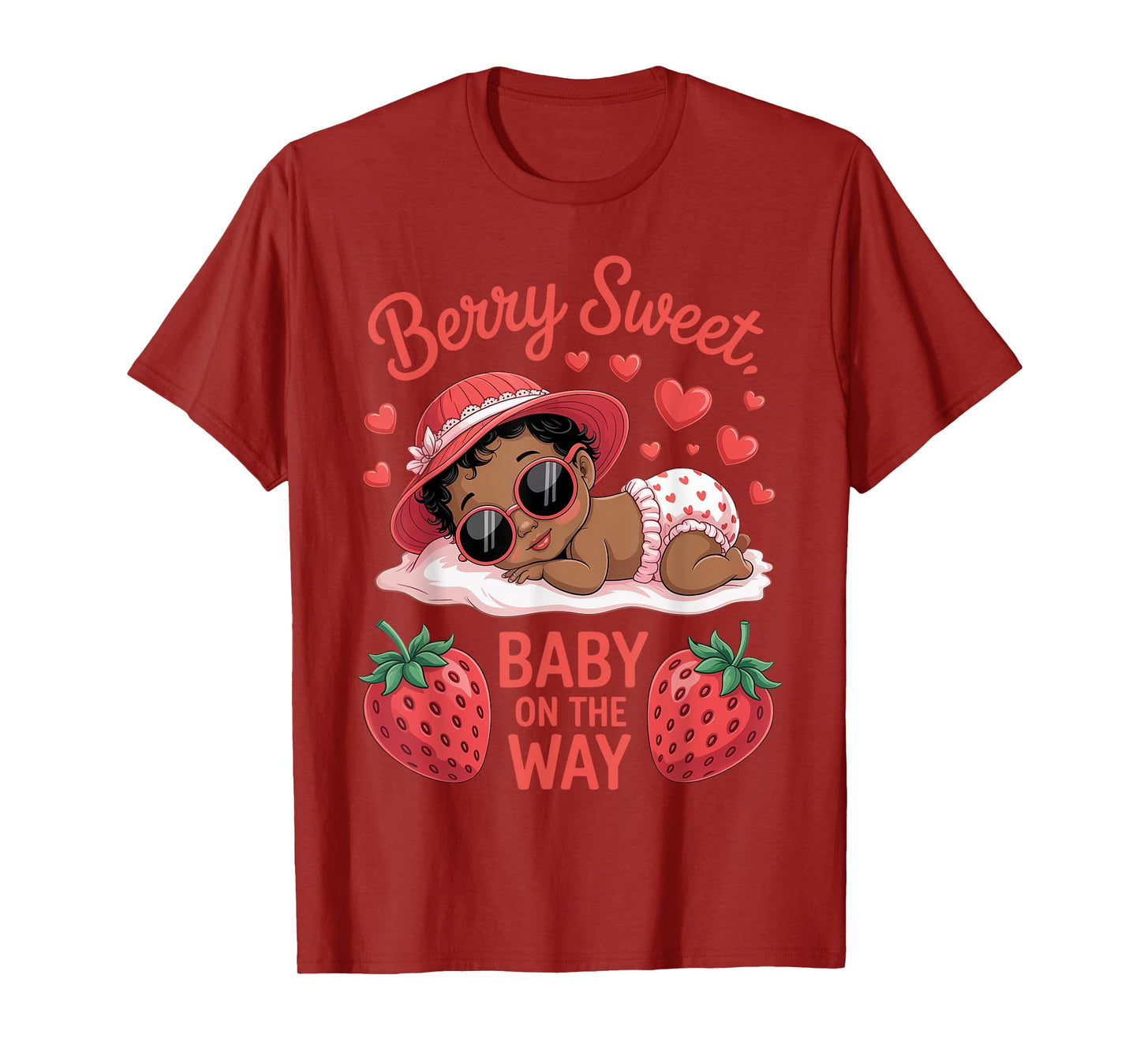 Berry Sweet Baby On The Way Baby Shower Black Girl T-Shirt