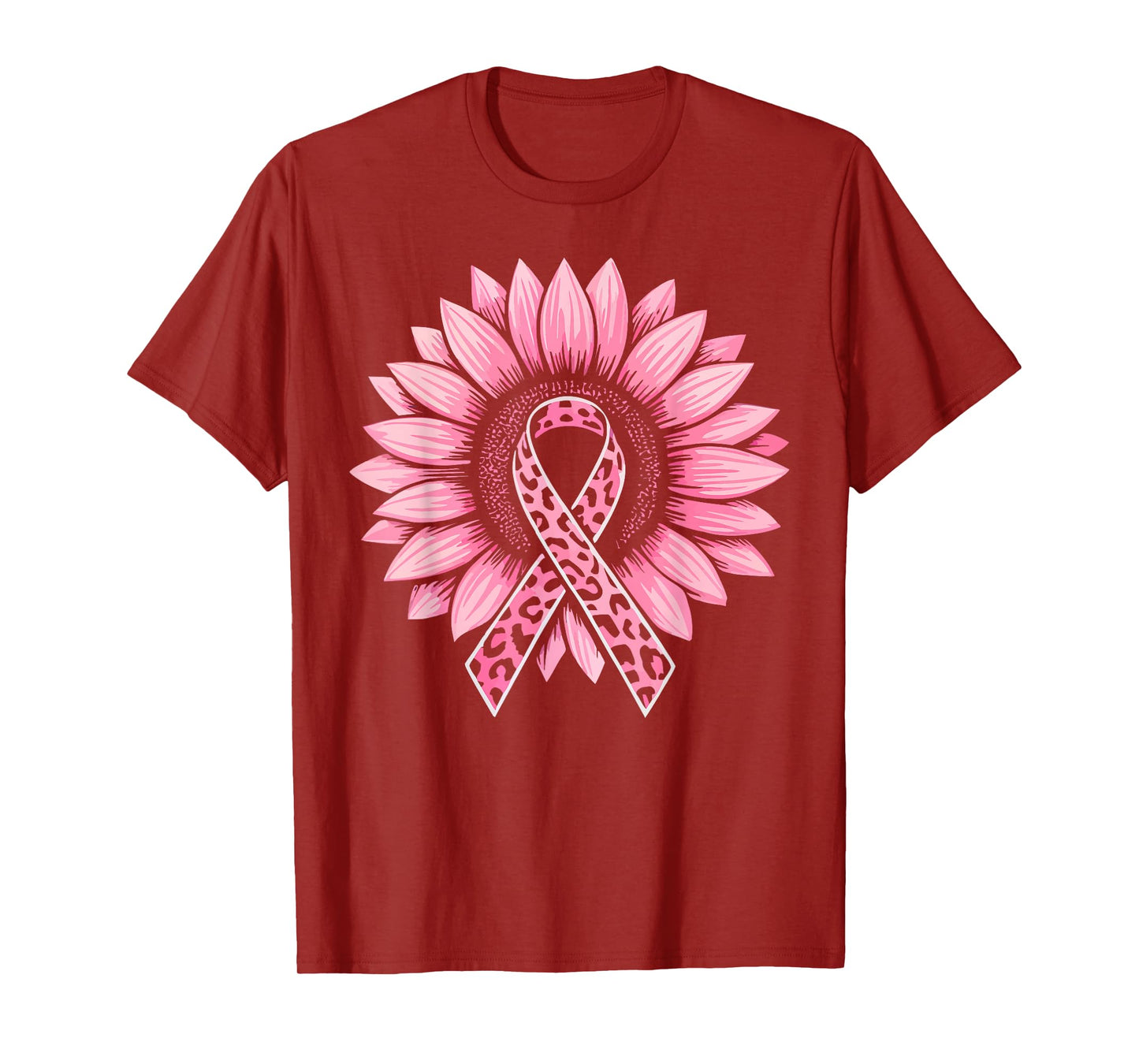 Sunflower Pink Ribbon Breast Cancer Awareness Women Warrior T-Shirt