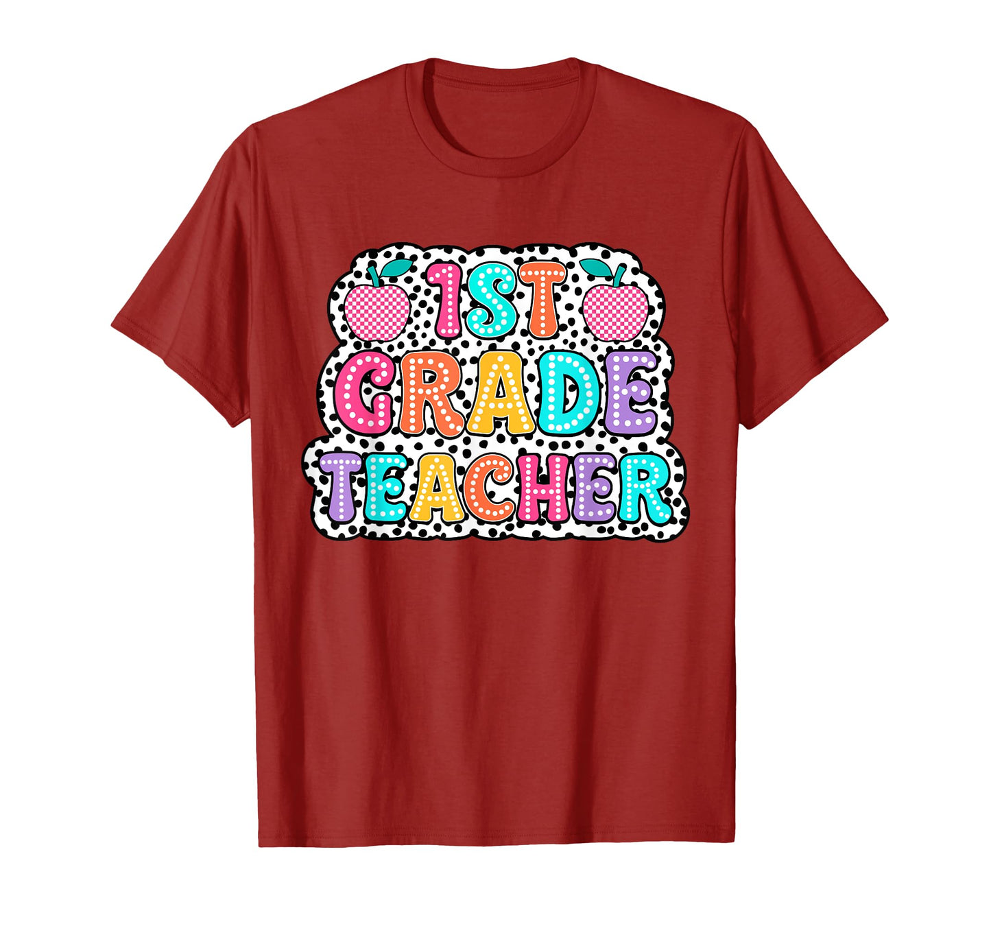 First Day of First Grade Back To School Groovy Dalmatian Dot T-Shirt