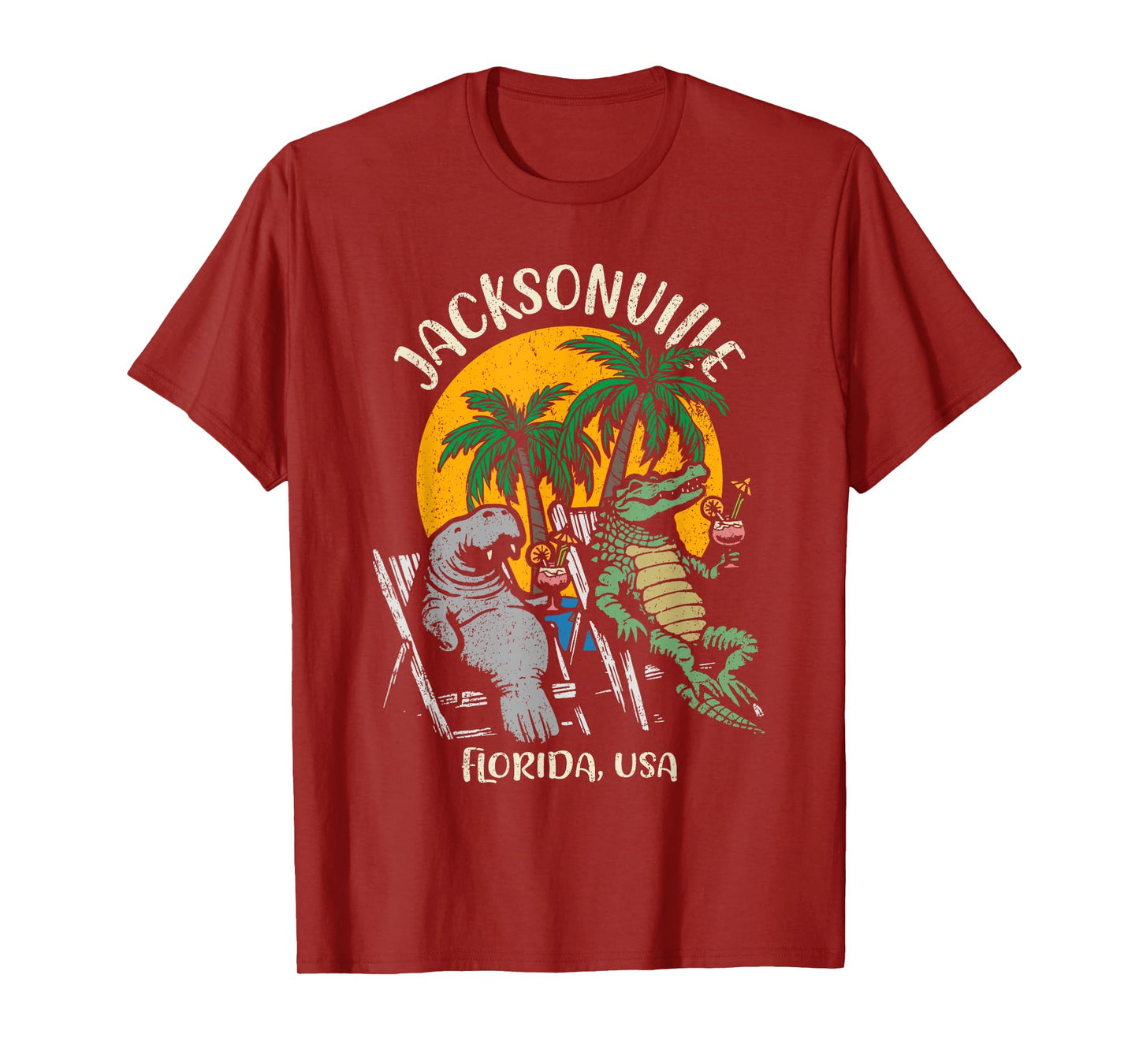 Jacksonville Florida USA Funny Manatee and Alligator Design T-Shirt