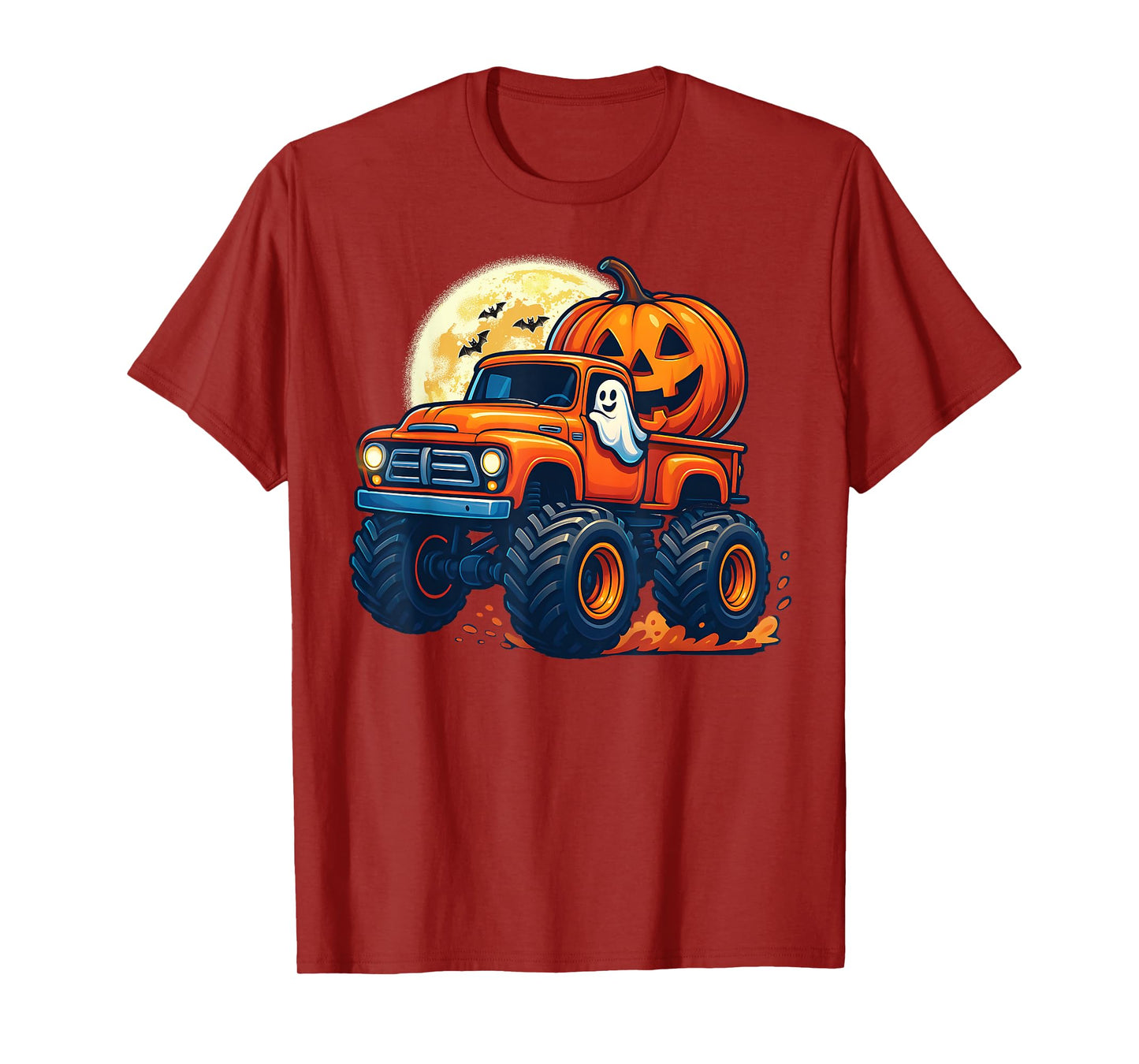 Ghost Pumpkin Riding Monster Truck Lazy Halloween kids Boys T-Shirt