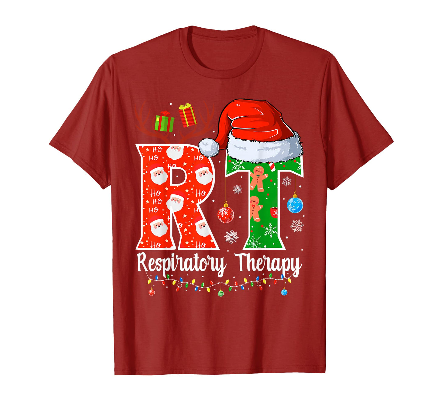 RT Christmas Respiratory Therapy Christmas RT Xmas T-Shirt