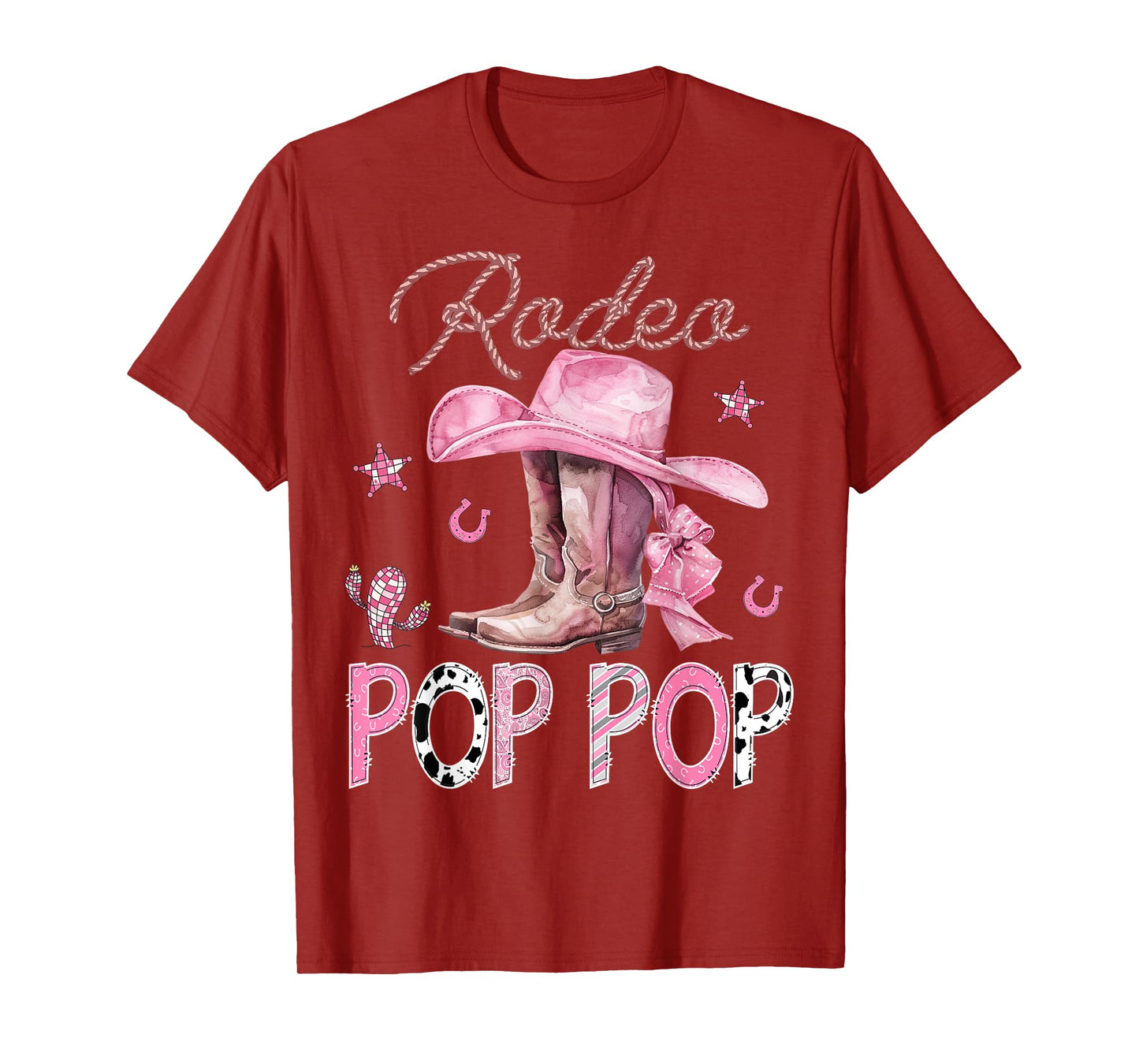 Rodeo Pop Pop Pink Boots Coquette CowGirl Birthday Party T-Shirt
