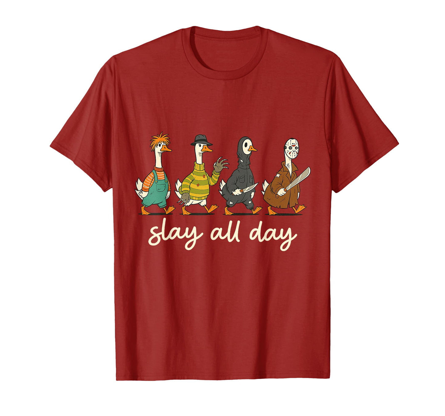 Funny Halloween Costume Goose Slay All Day Spooky Season T-Shirt