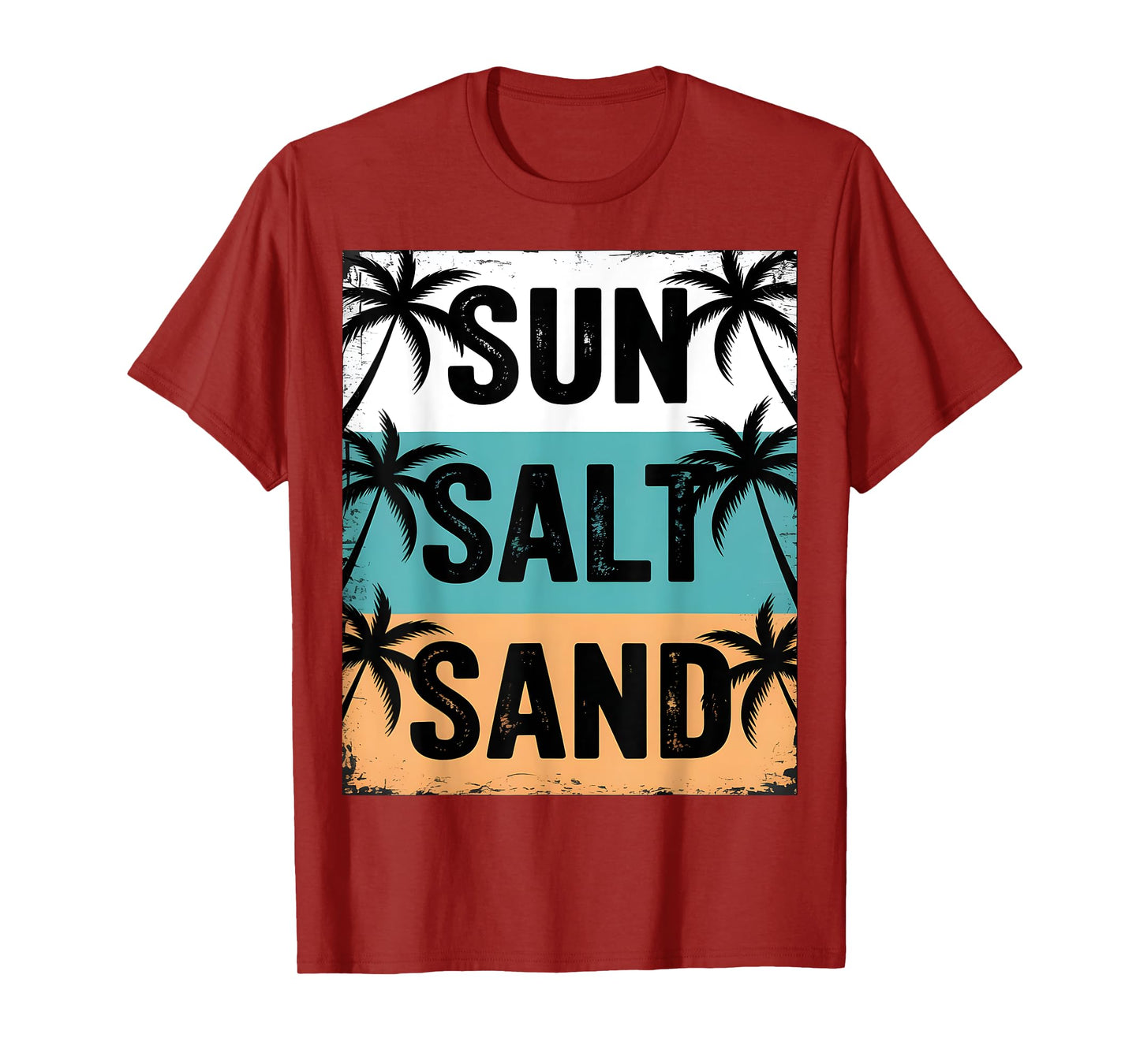 Sun Salt Sand Summer Beach Vibes Family Vacation Retro Funny T-Shirt