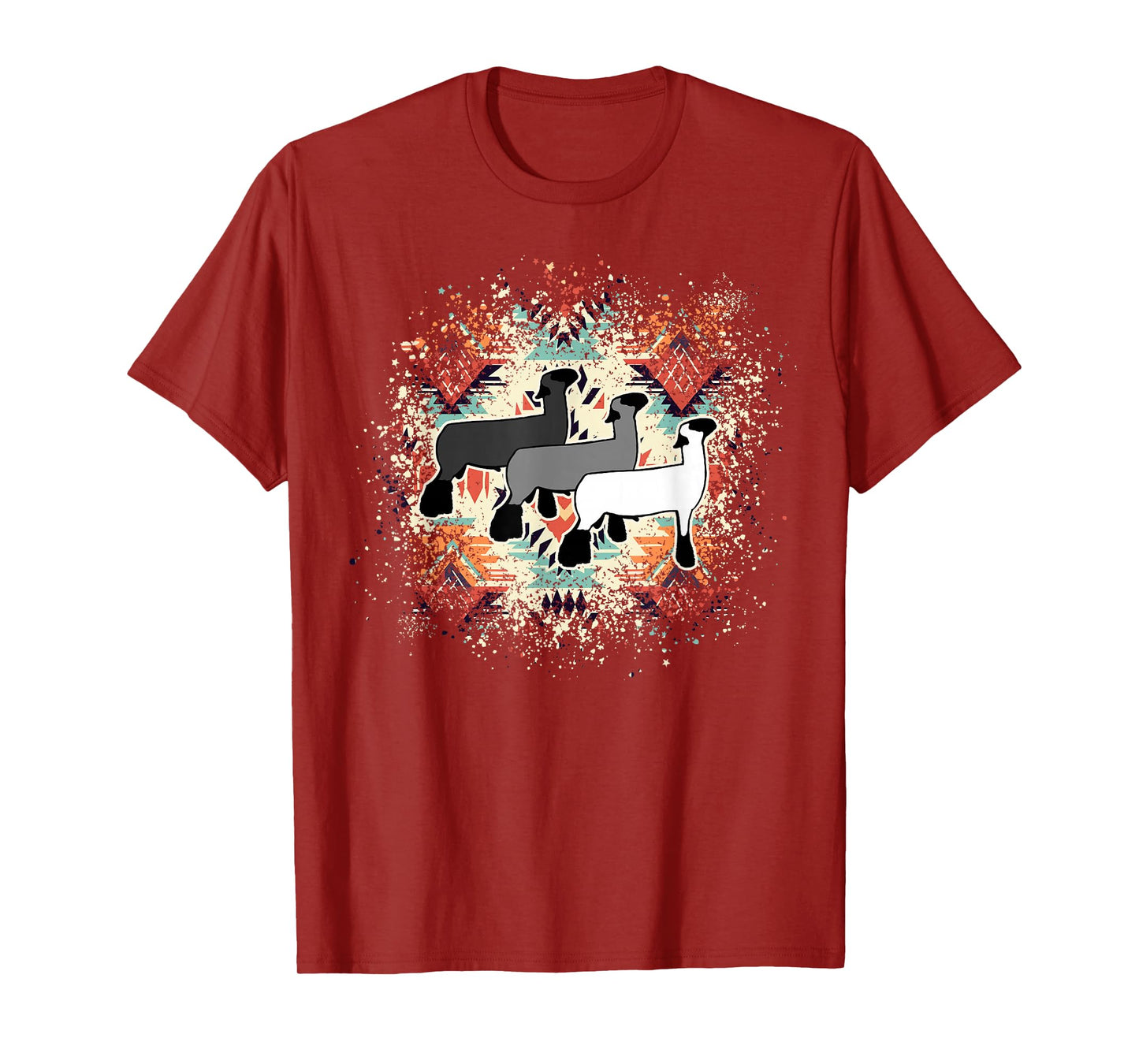 Show Club Lamb with Western Aztec-Inspired Geometric Splash T-Shirt