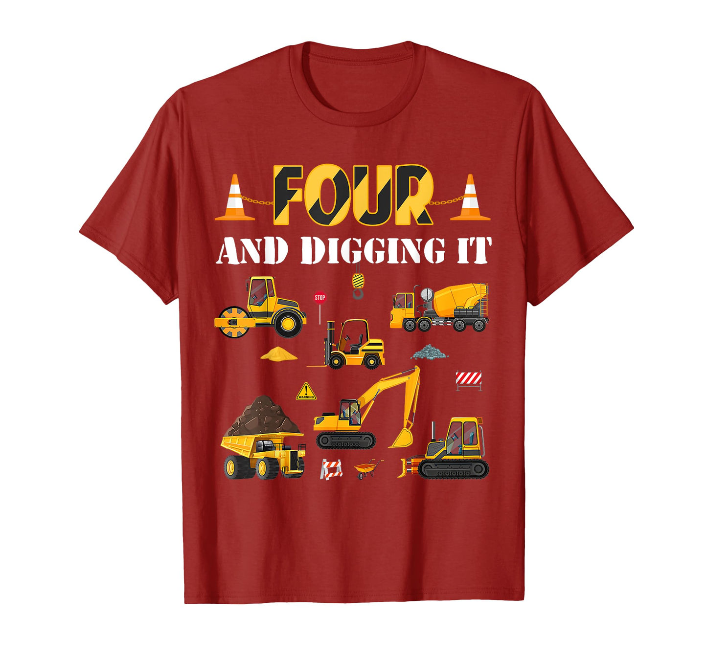 Four And Digging It 4th Birthday Construction Boy 4 Yrs Old T-Shirt