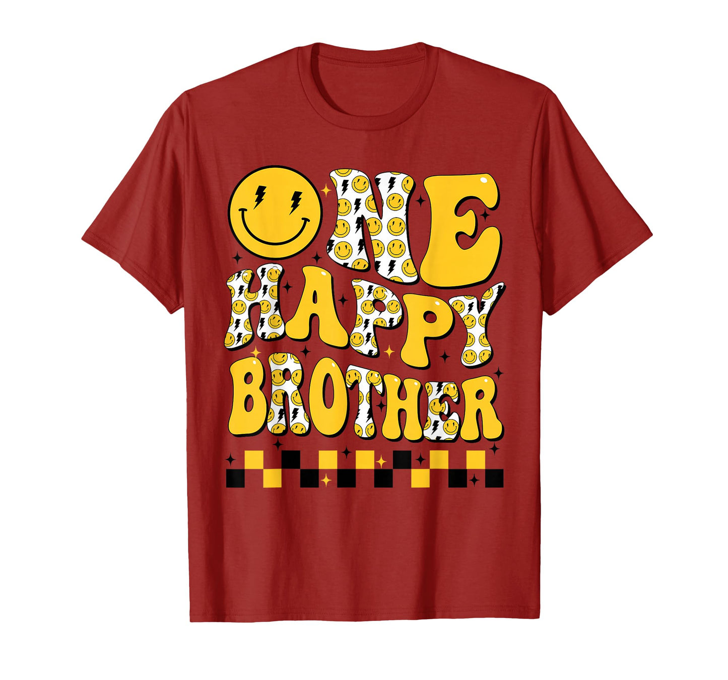 One Happy Brother 1st Smile Face Birthday Family Matching T-Shirt