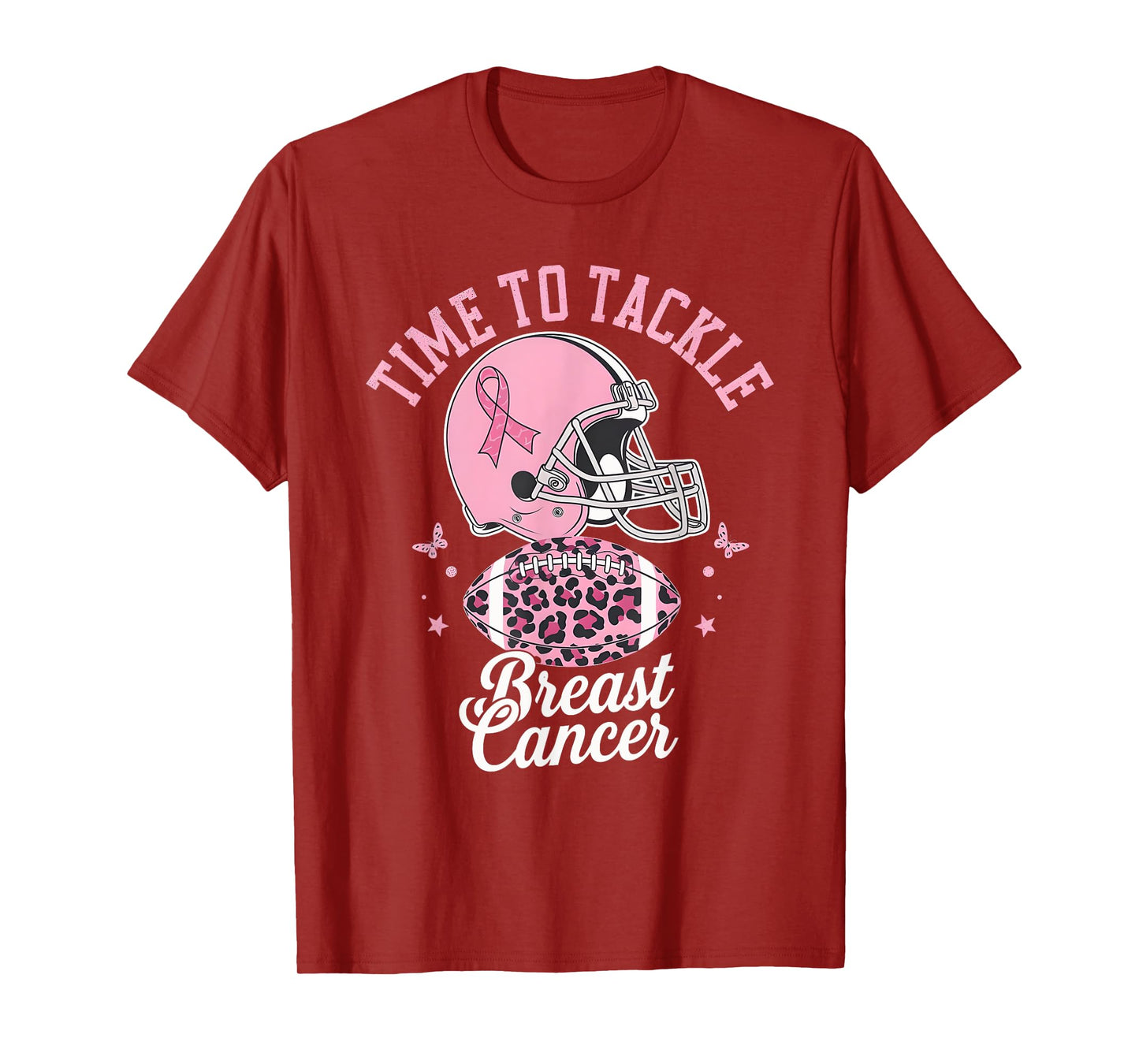 Tackle Football Breast Cancer Awareness Pink Ribbon Boys Kid T-Shirt
