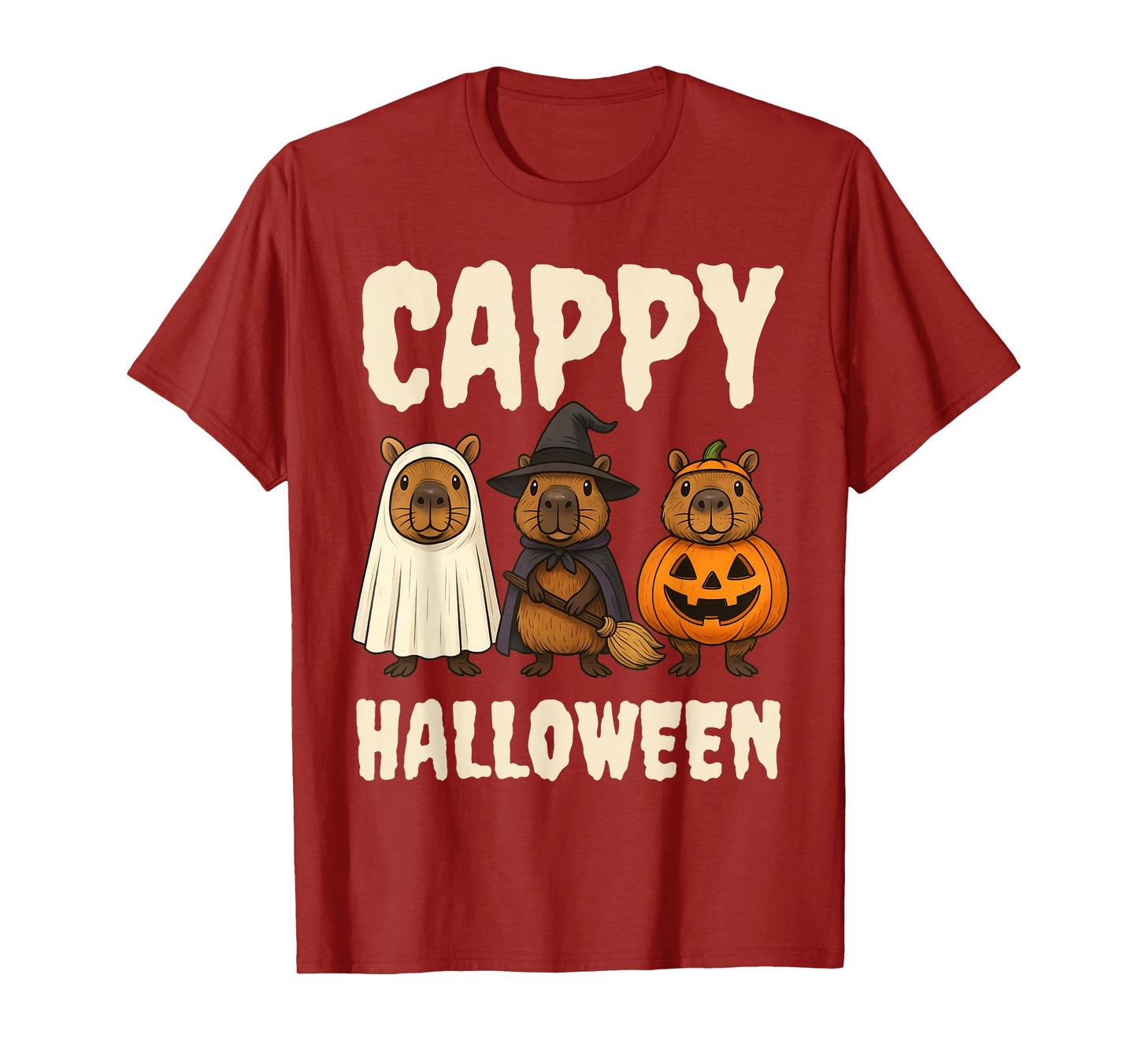 Cappy Halloween Funny Capybara Ghost Witch Pumpkin Spooky T-Shirt