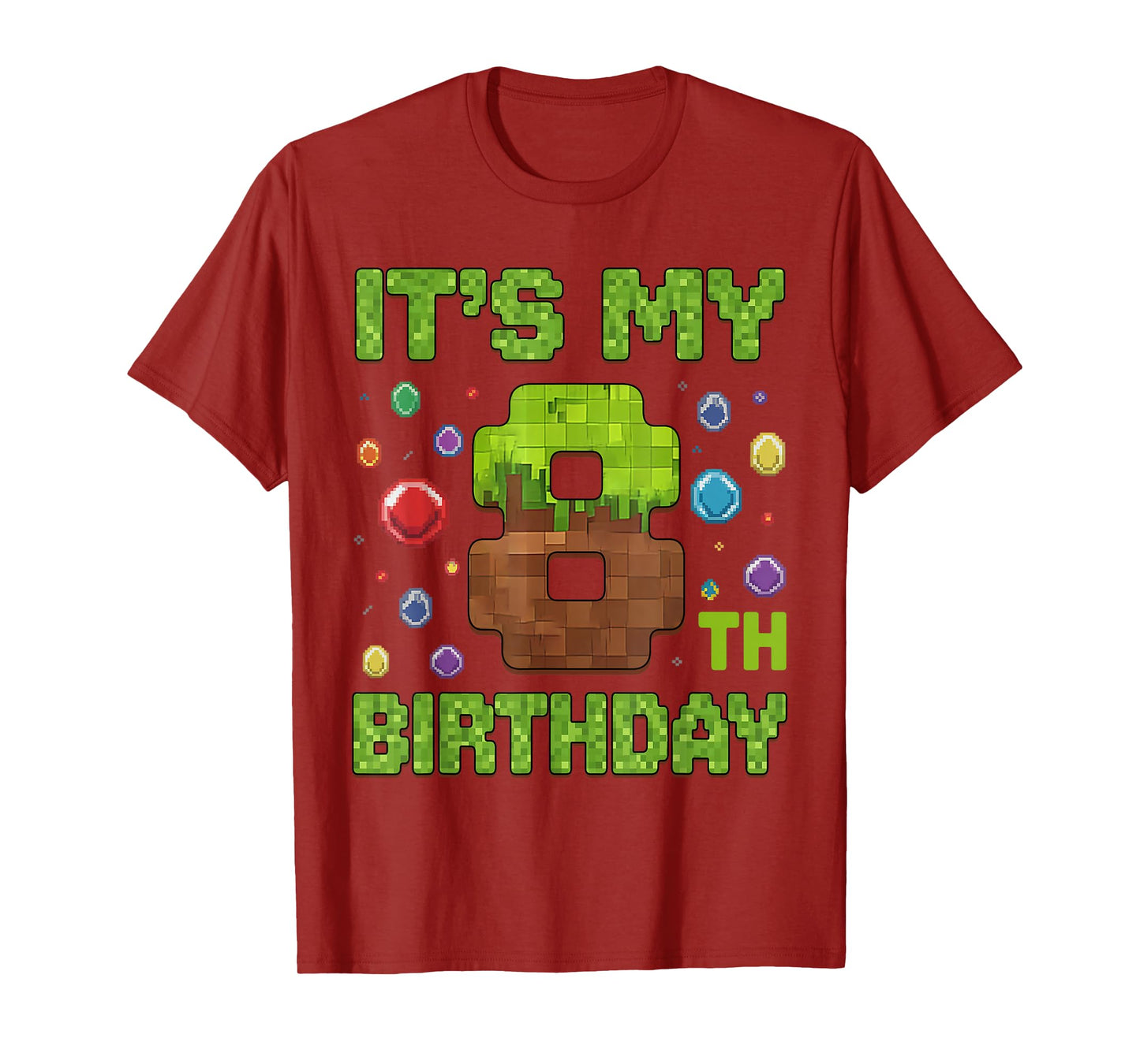 Kids It's My 8th Birthday Video Game Pixel 8 Year Old T-Shirt