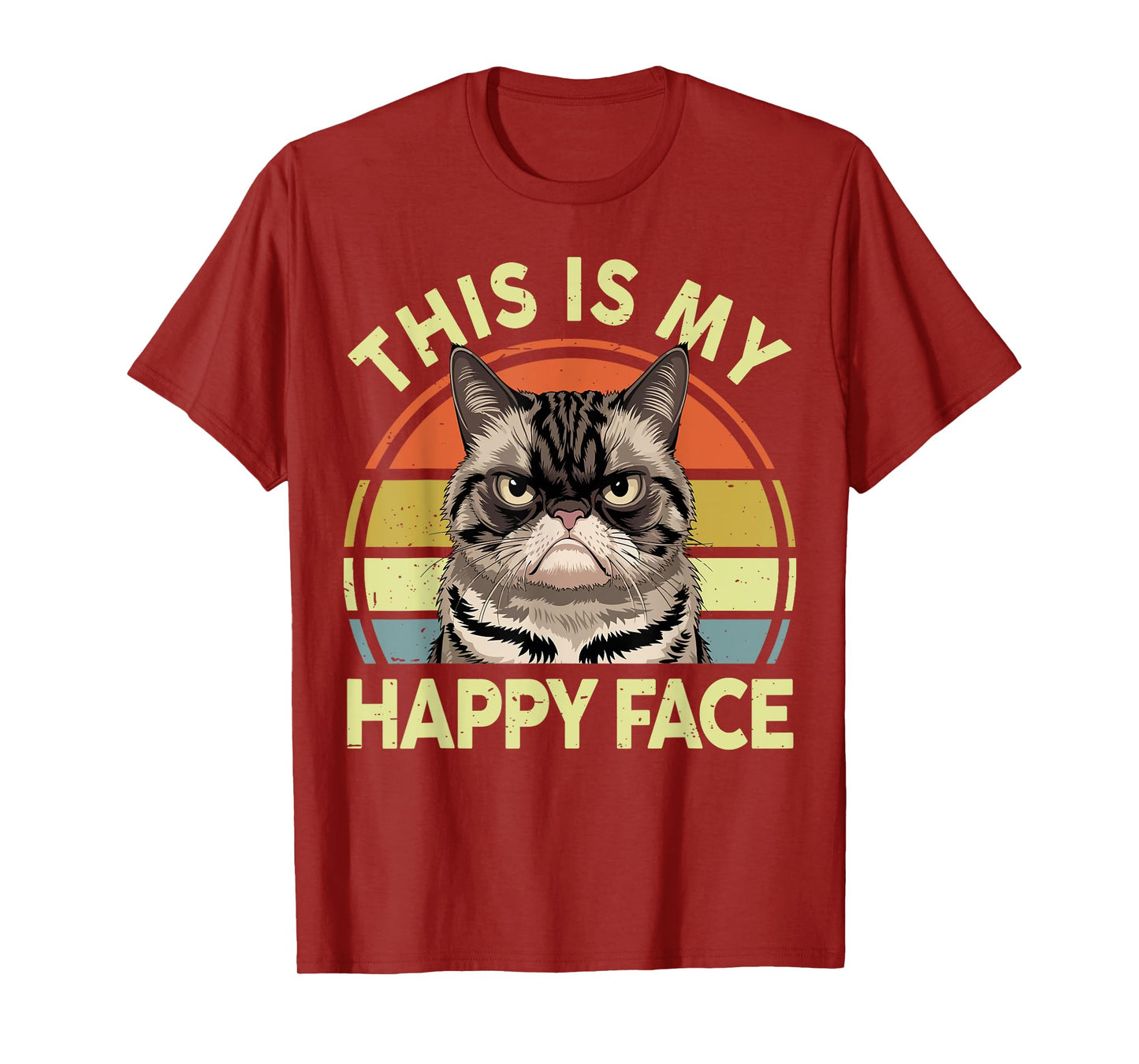 Meme Mama Daddy This Is My Happy Face Grumpy Black Cat T-Shirt