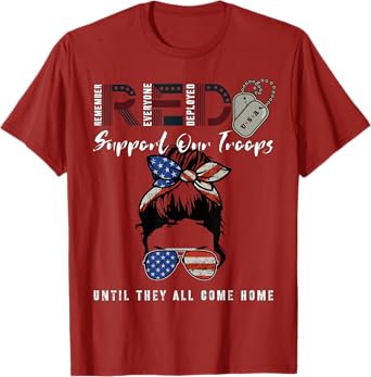 On Friday We Wear Red Friday Military Support troops US Flag T-Shirt