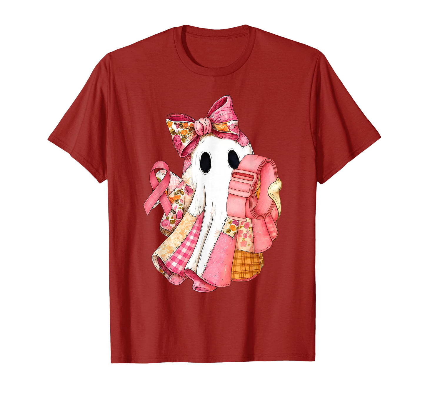 Physical Therapy Breast Cancer Pink Ribbon Ghost Halloween T-Shirt