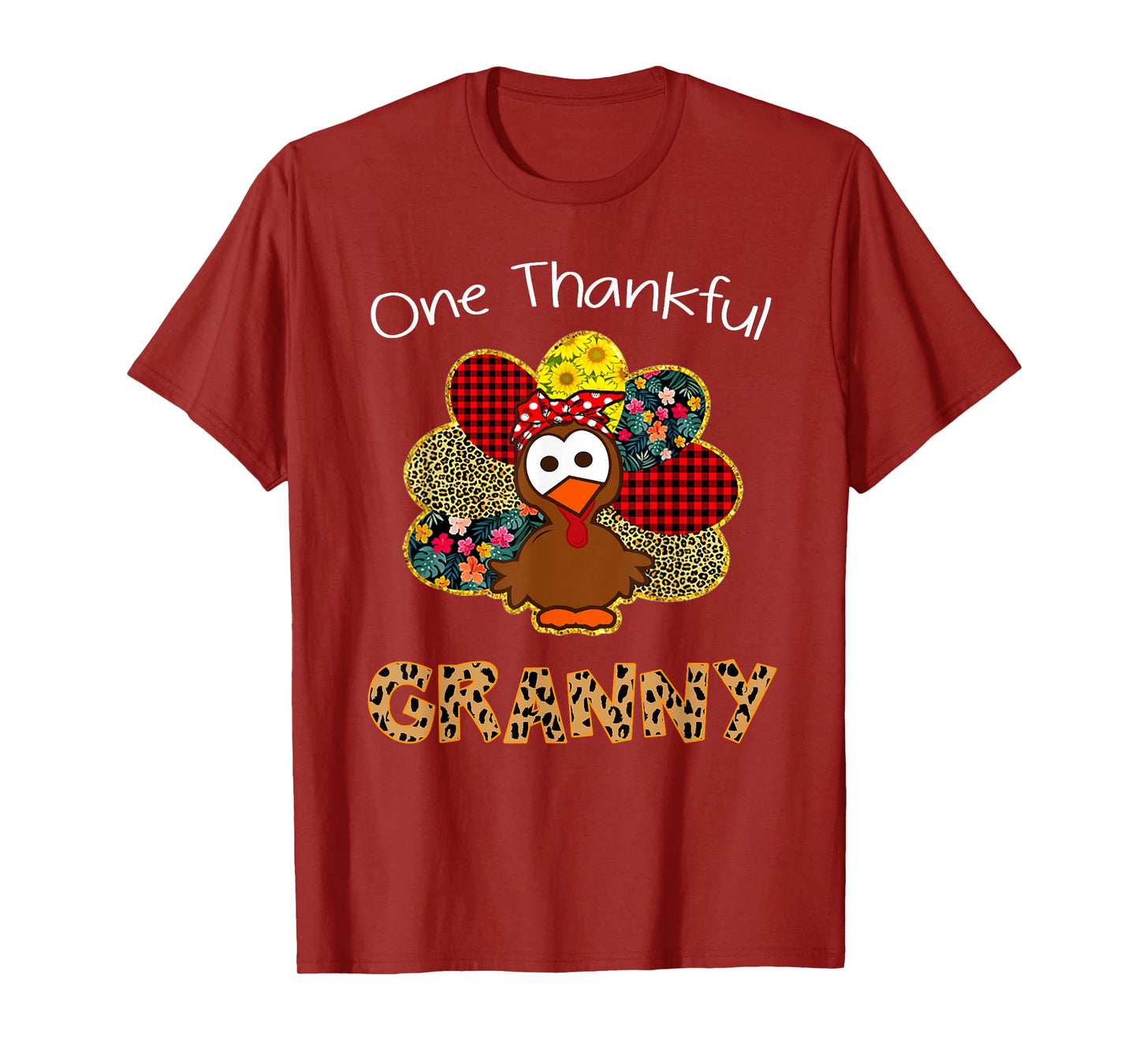 One Thankful Granny Shirt Funny Cute Turkey Thanksgiving T-Shirt