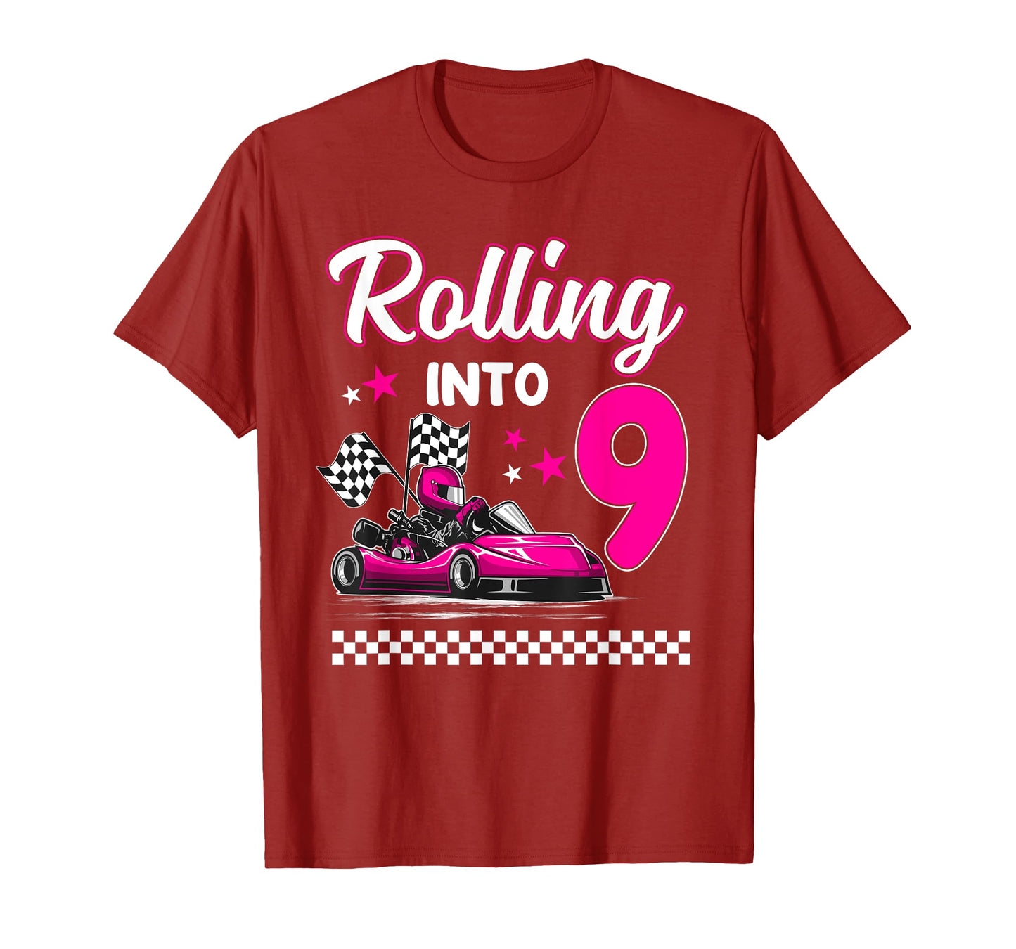 Rolling into 9 Year Old Go Kart Racing 9th Girl Birthday T-Shirt