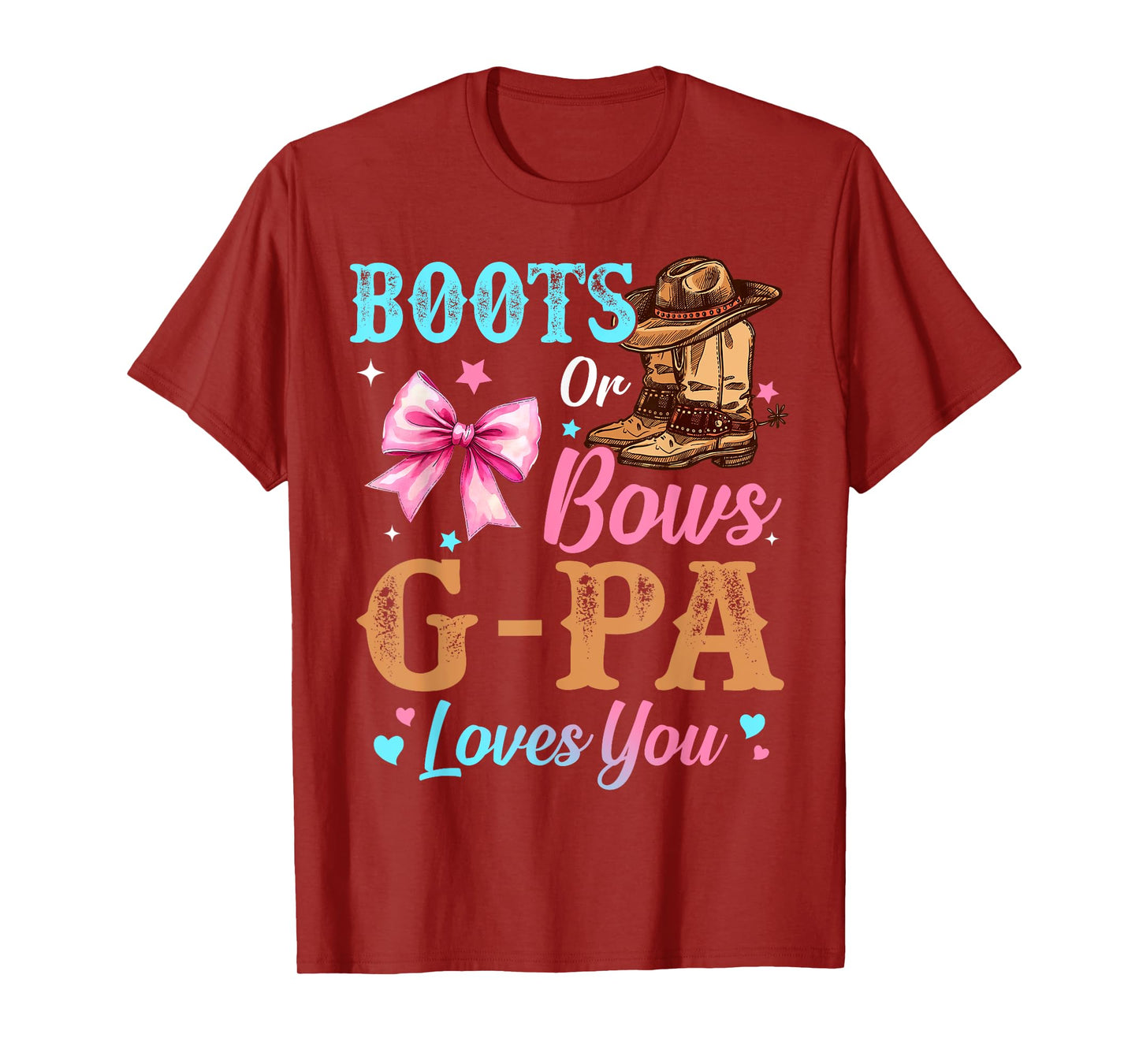 Boots or Bows G-Pa Loves You Gender Reveal Family T-Shirt