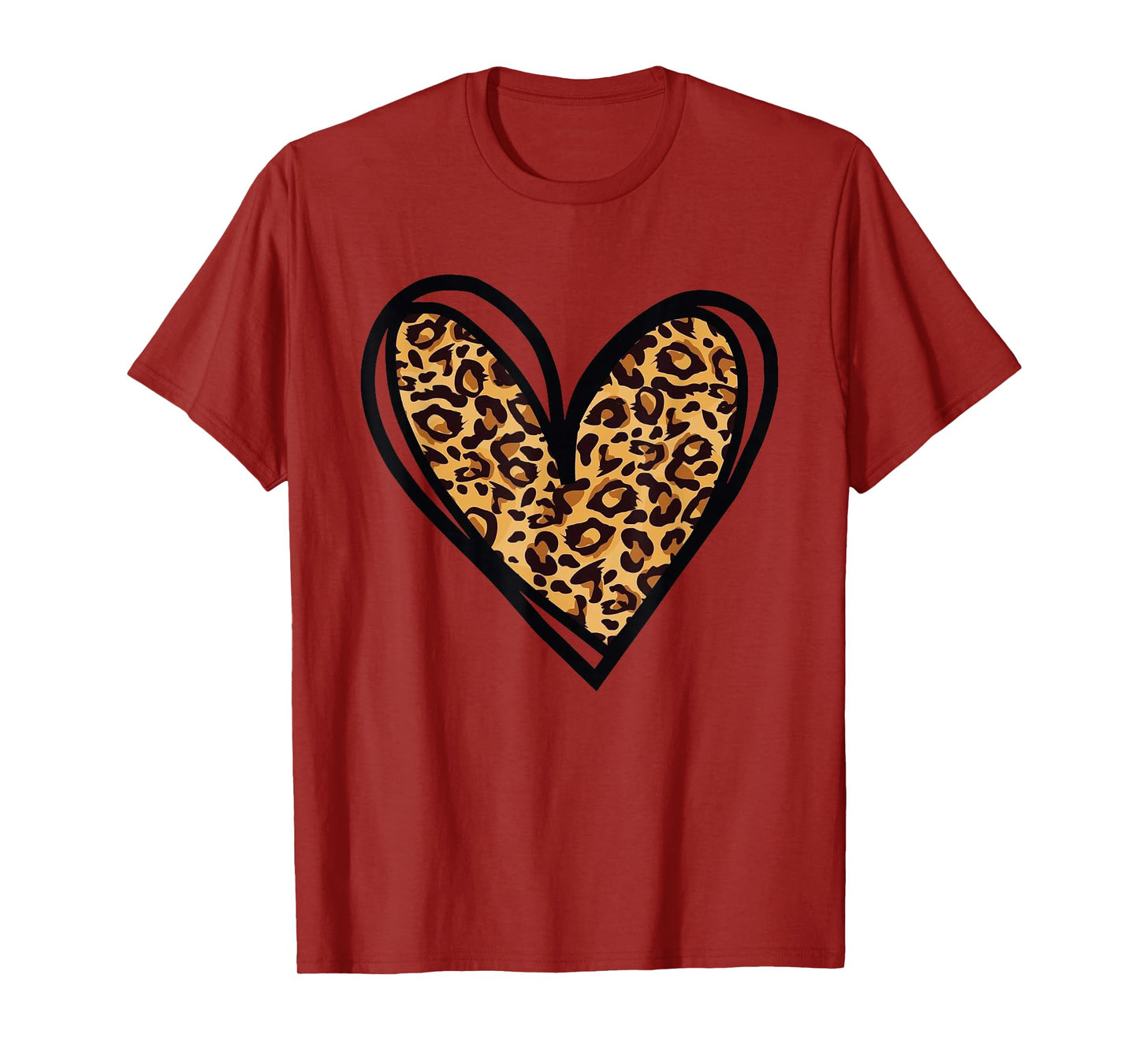 Love Cheetah Leopard Print Heart Valentines Day Girls Women T-Shirt