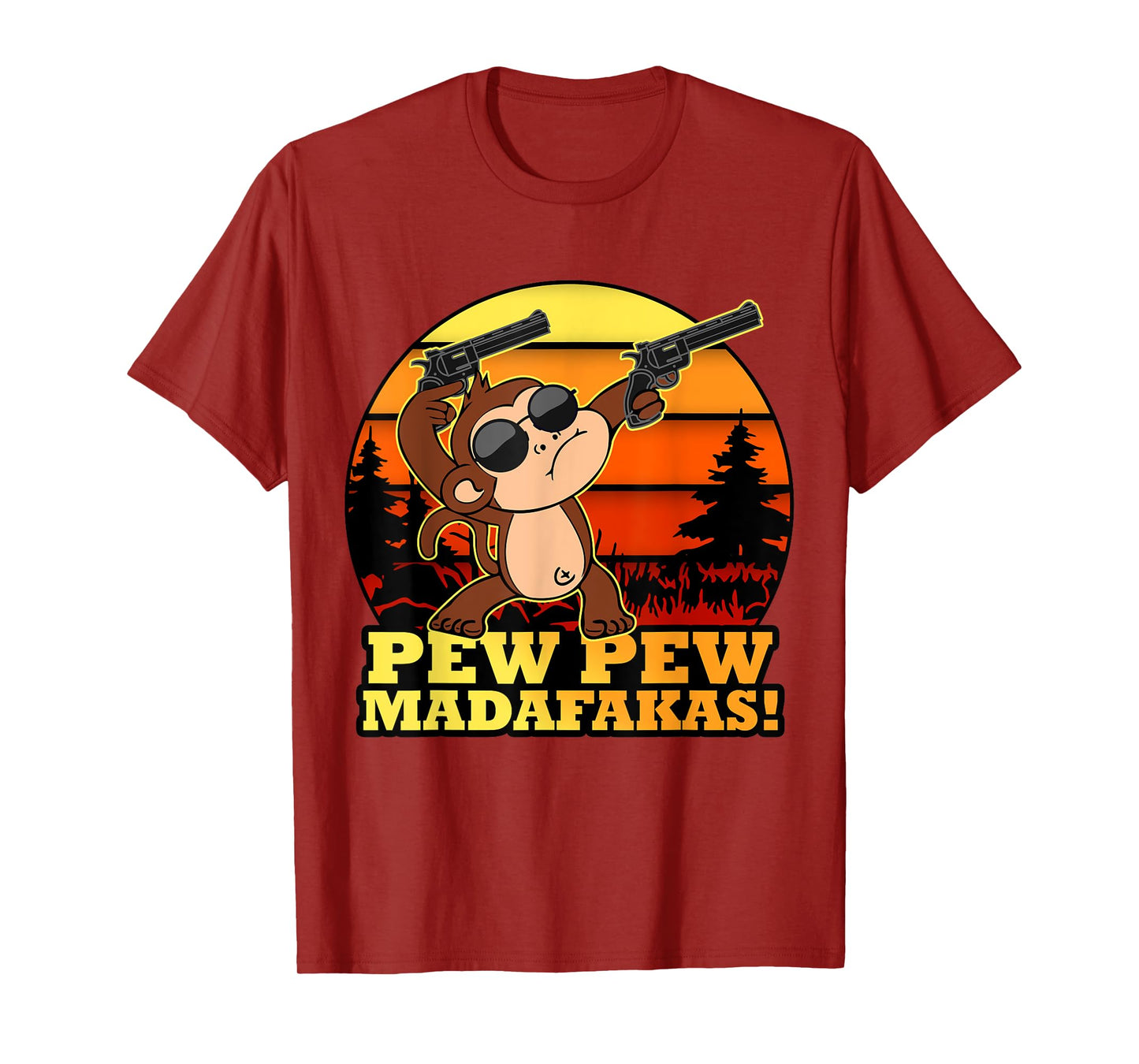 Crazy Monkey Pew Pew Madafakas Funny Vintage Monke T-Shirt