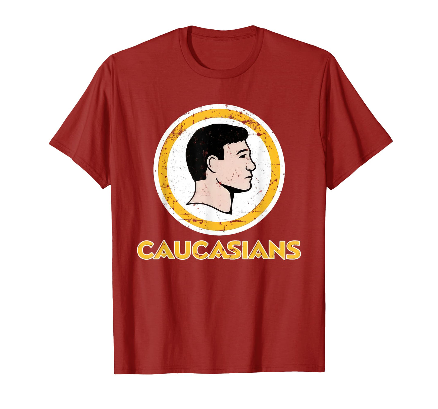 Caucasians Funny Retro Sports Logo Pun - Sarcastic Parody T-Shirt