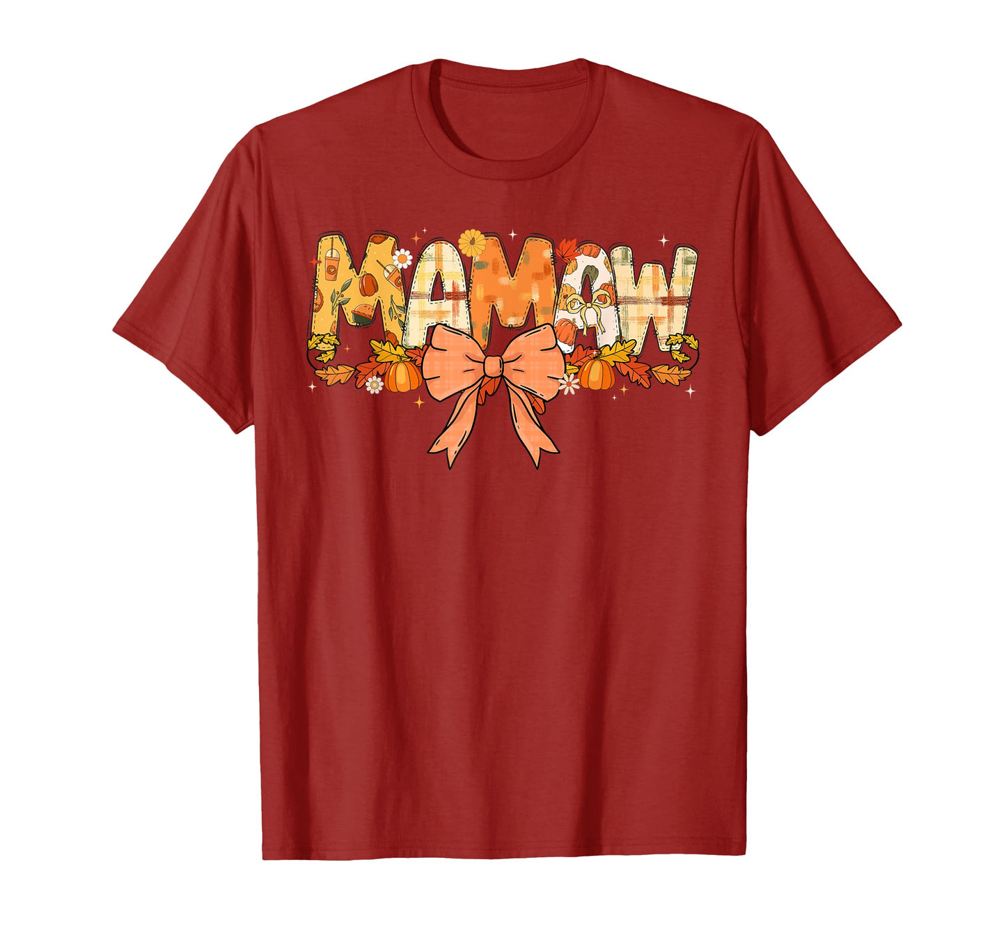 Mamaw Pumpkin Fall Coquette Bow Thanksgiving Mom Women T-Shirt