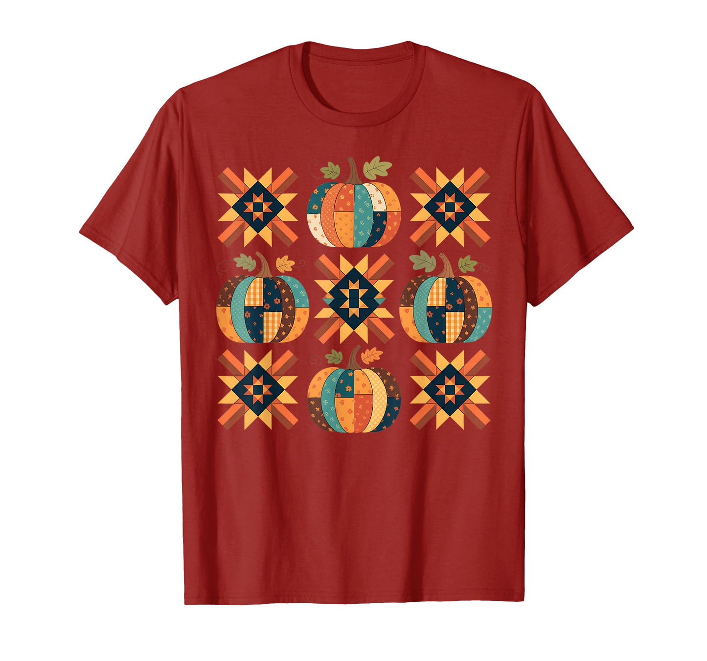 Patchwork Quilter Fall Pumpkin Quilt Block Autumn Quilting T-Shirt