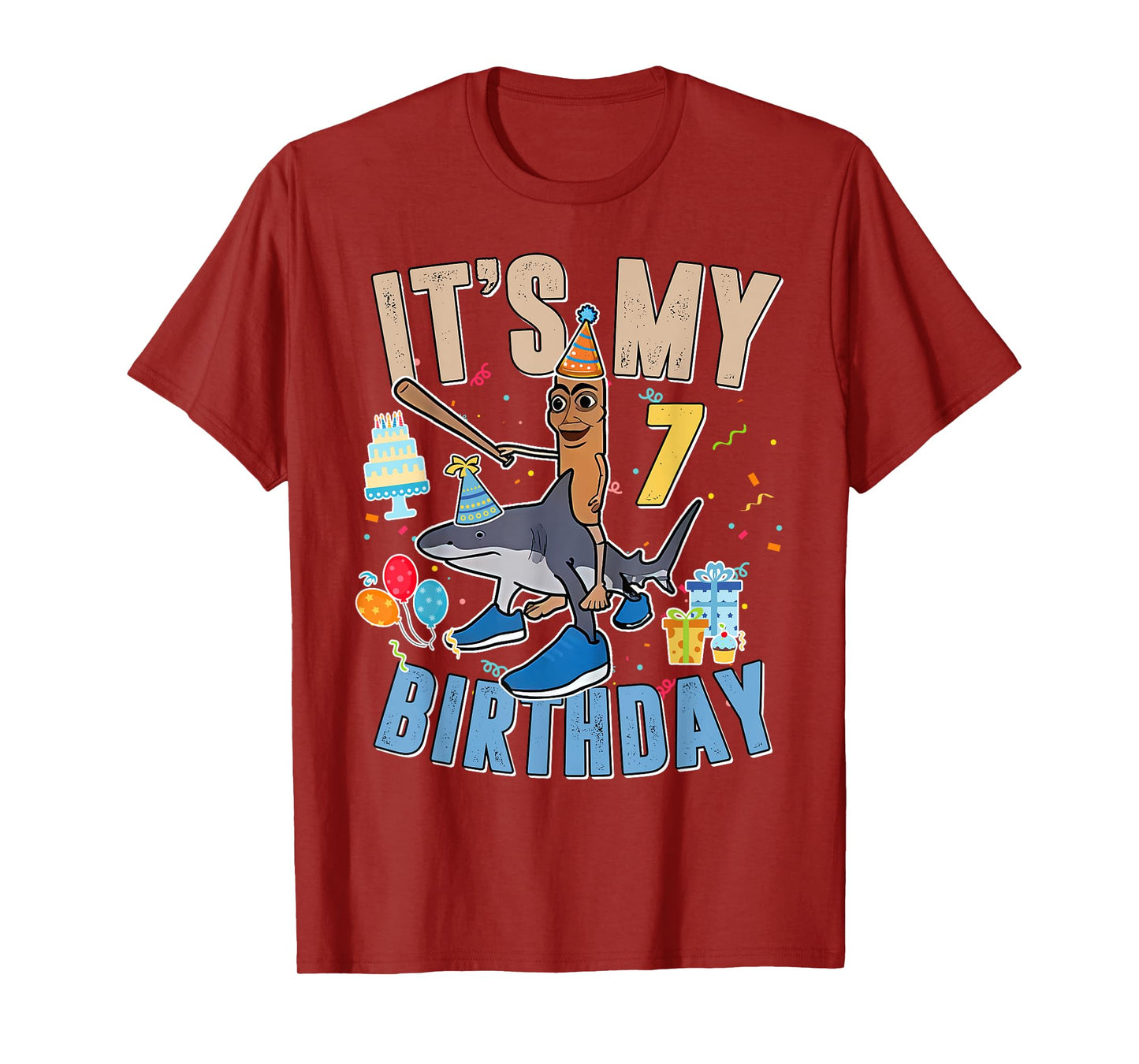 It's My 7th Birthday Tung Tung Tung Sahur Tralalero Tralala T-Shirt