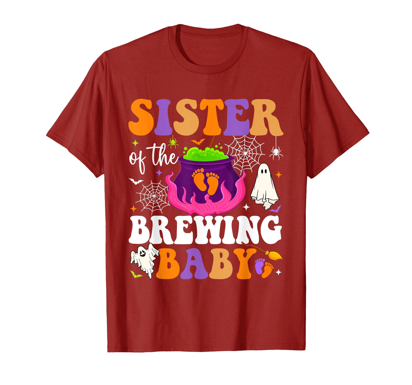 Sister of Brewing Baby Halloween Theme Baby Shower Spooky T-Shirt