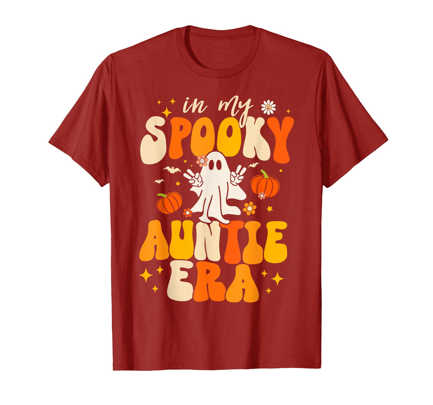 Retro In My Spooky Aunt Era Groovy Halloween Ghost Auntie T-Shirt