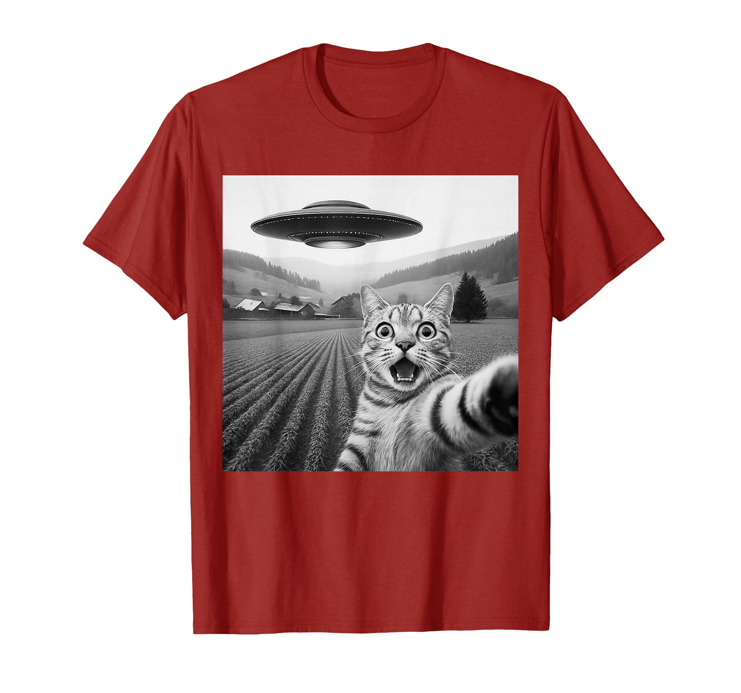 Cat Selfie with Alien UFO Funny Cat Gifts for Men Women Kid T-Shirt