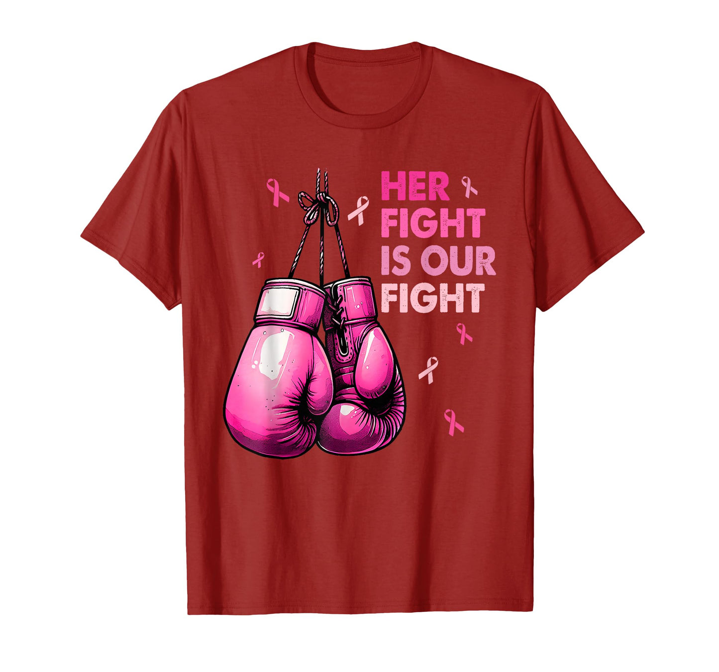 Breast Cancer Her Fight is Our Fight Pink Boxing Gloves T-Shirt