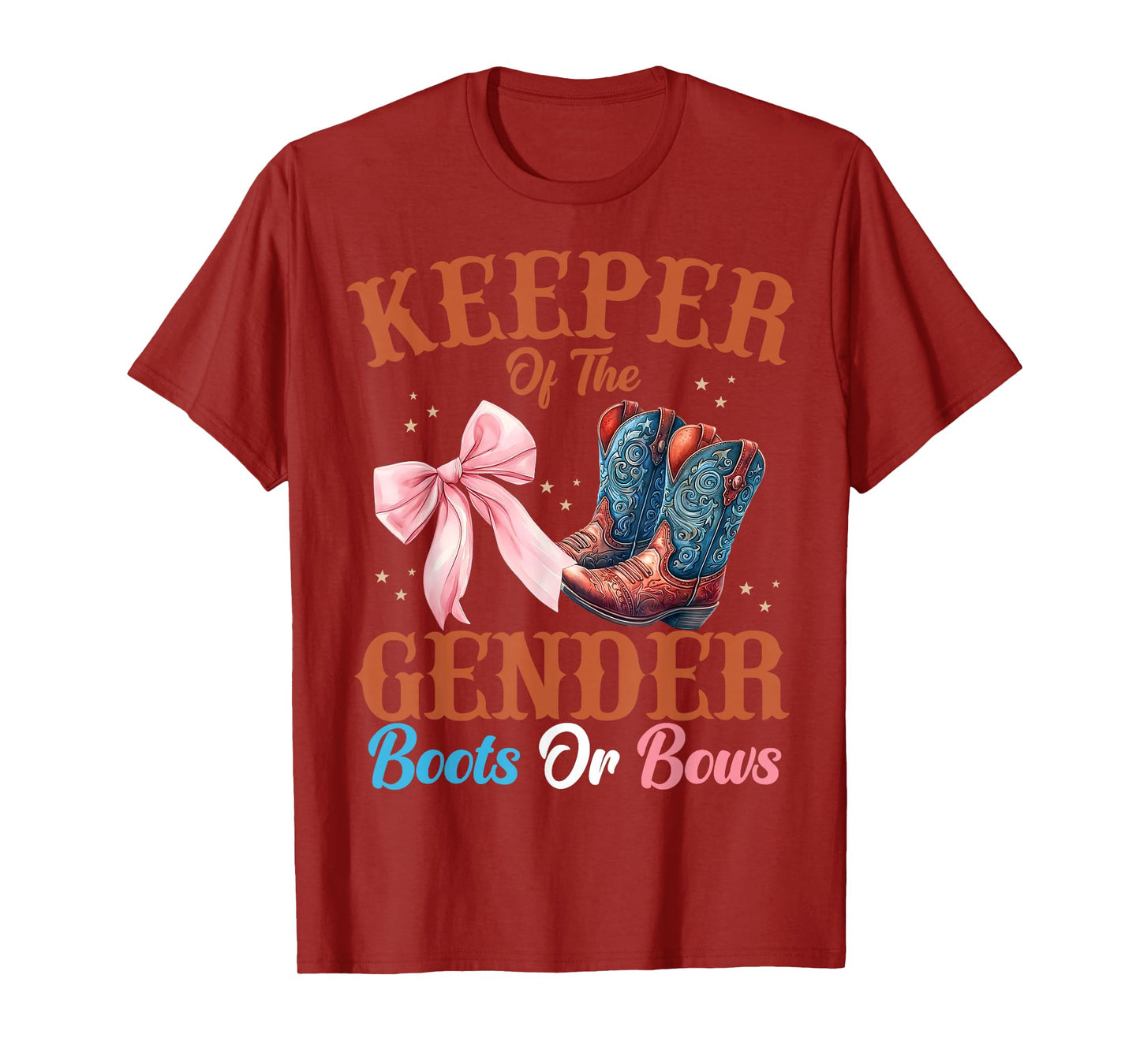 Keeper of The Gender Boots or Bows Gender Reveal Family T-Shirt