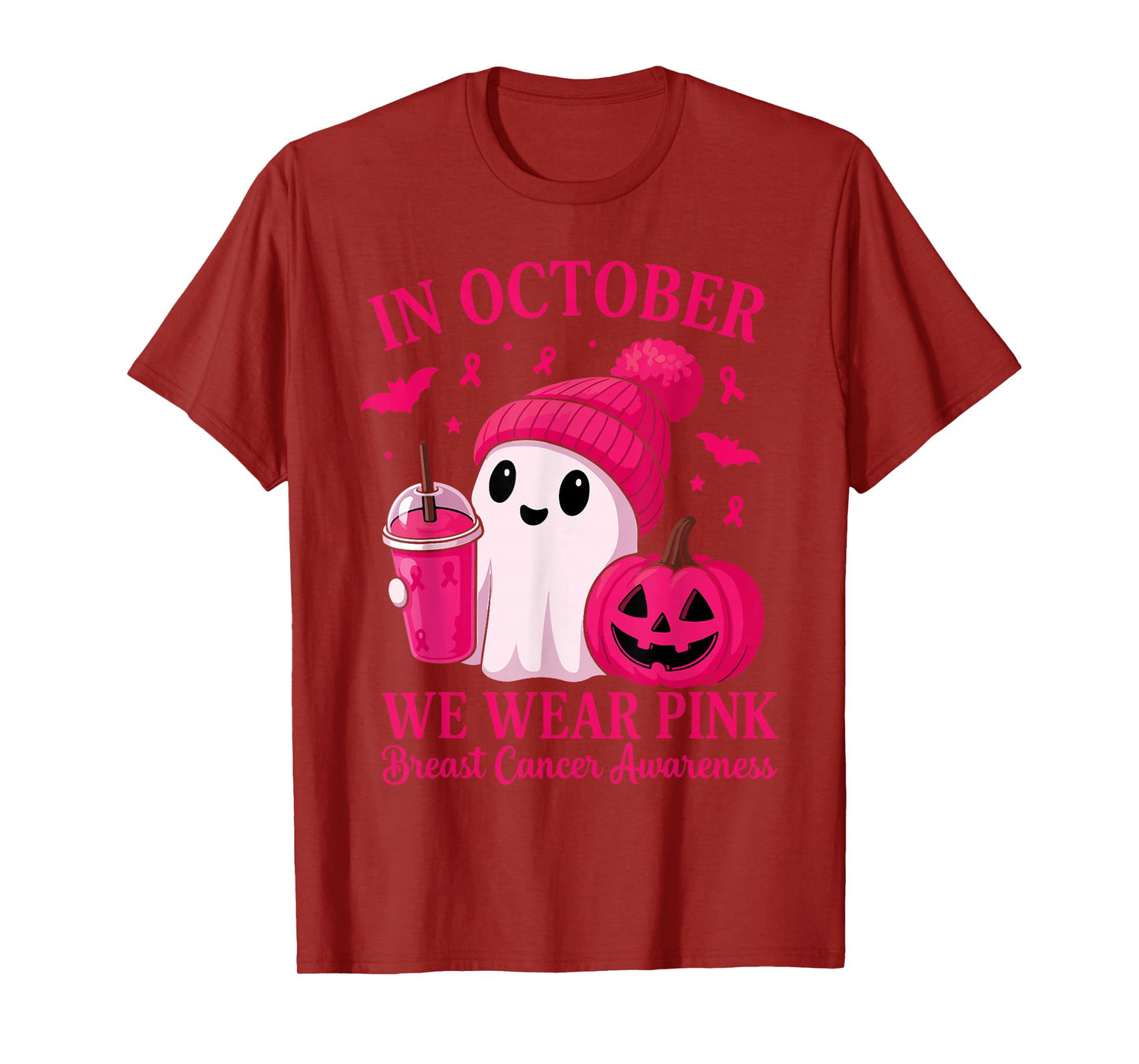 Breast Cancer Halloween Women in October We Wear Pink T-Shirt