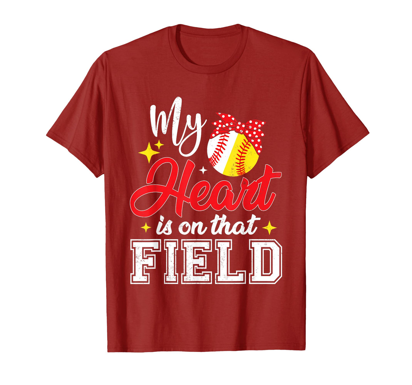 My Heart is on That Field Baseball Softball Mom Mothers Day T-Shirt