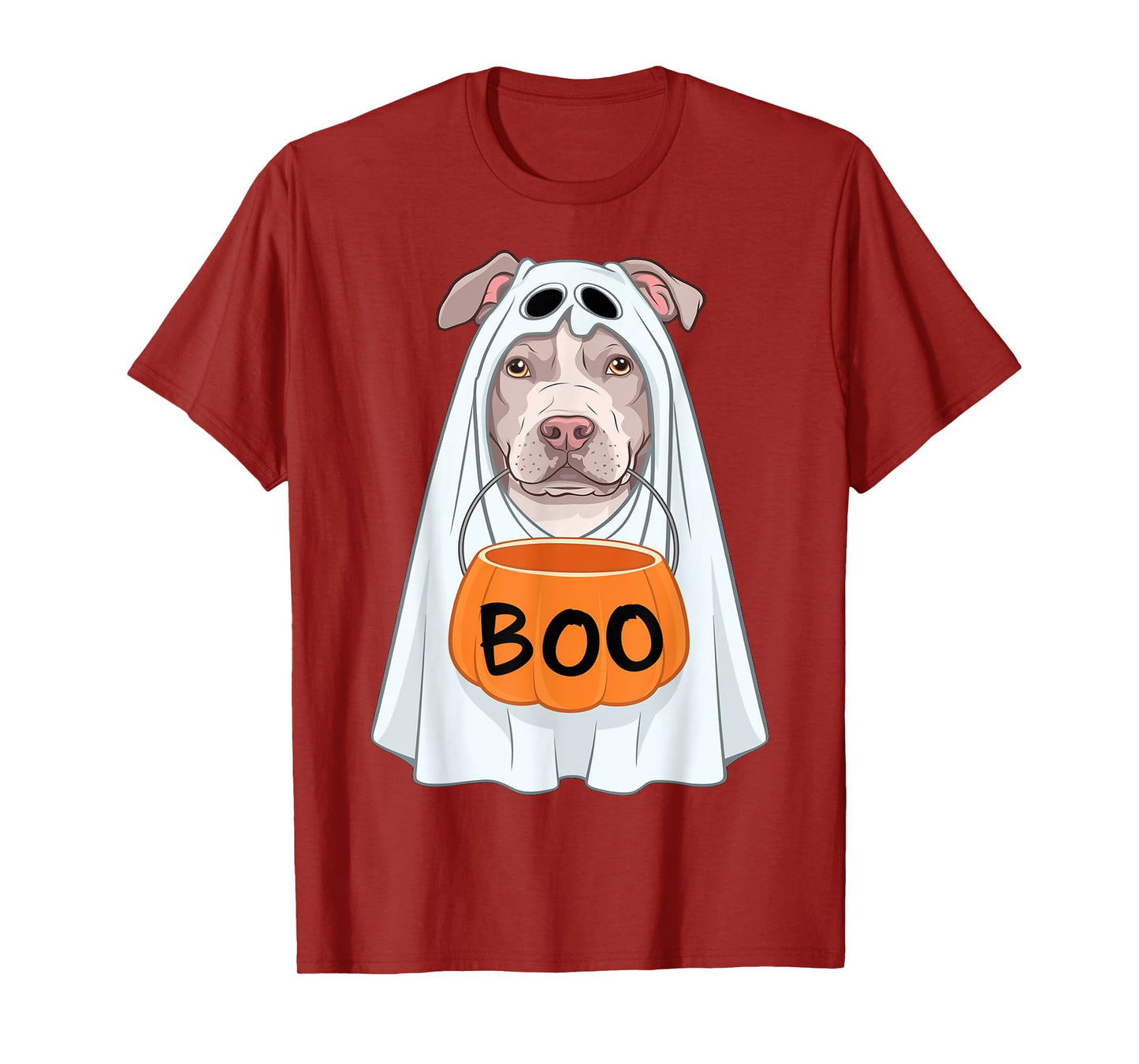 Halloween Dog Pitbull Cute Ghost Sheet Costume Boo T-Shirt