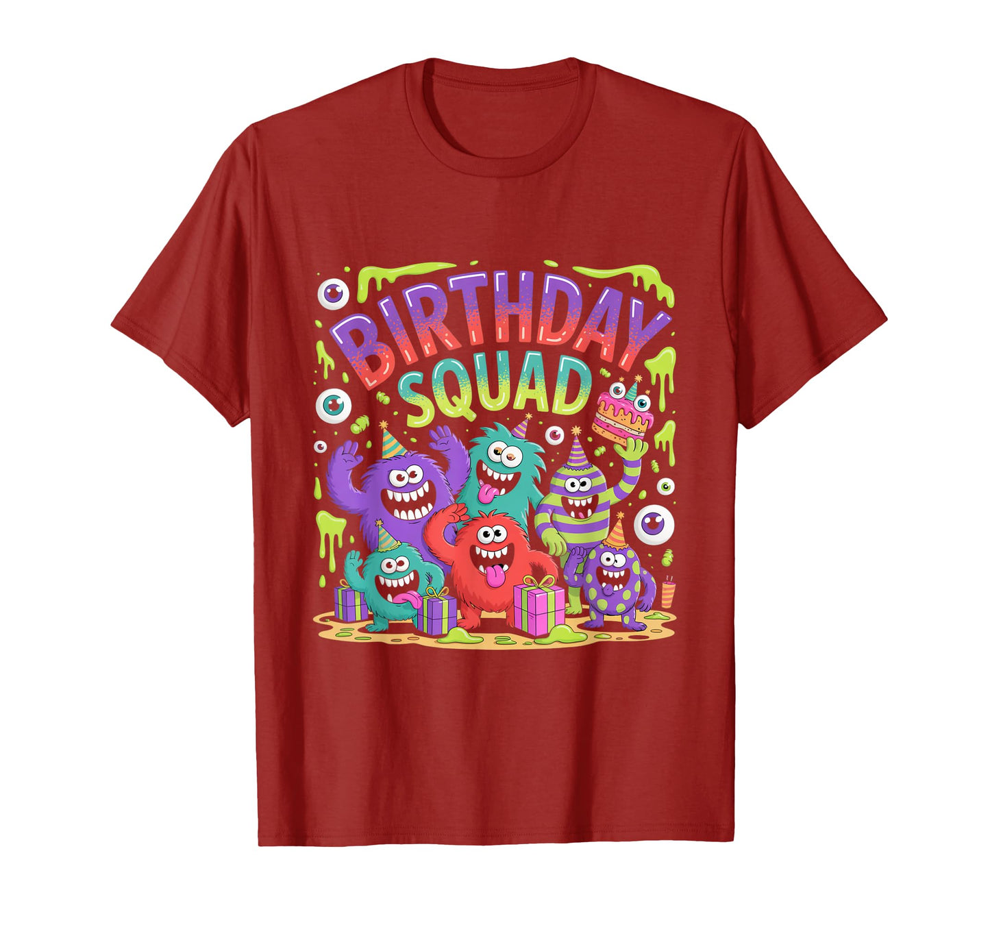 Cute Monster Birthday Squad Slime Party Crew T-Shirt