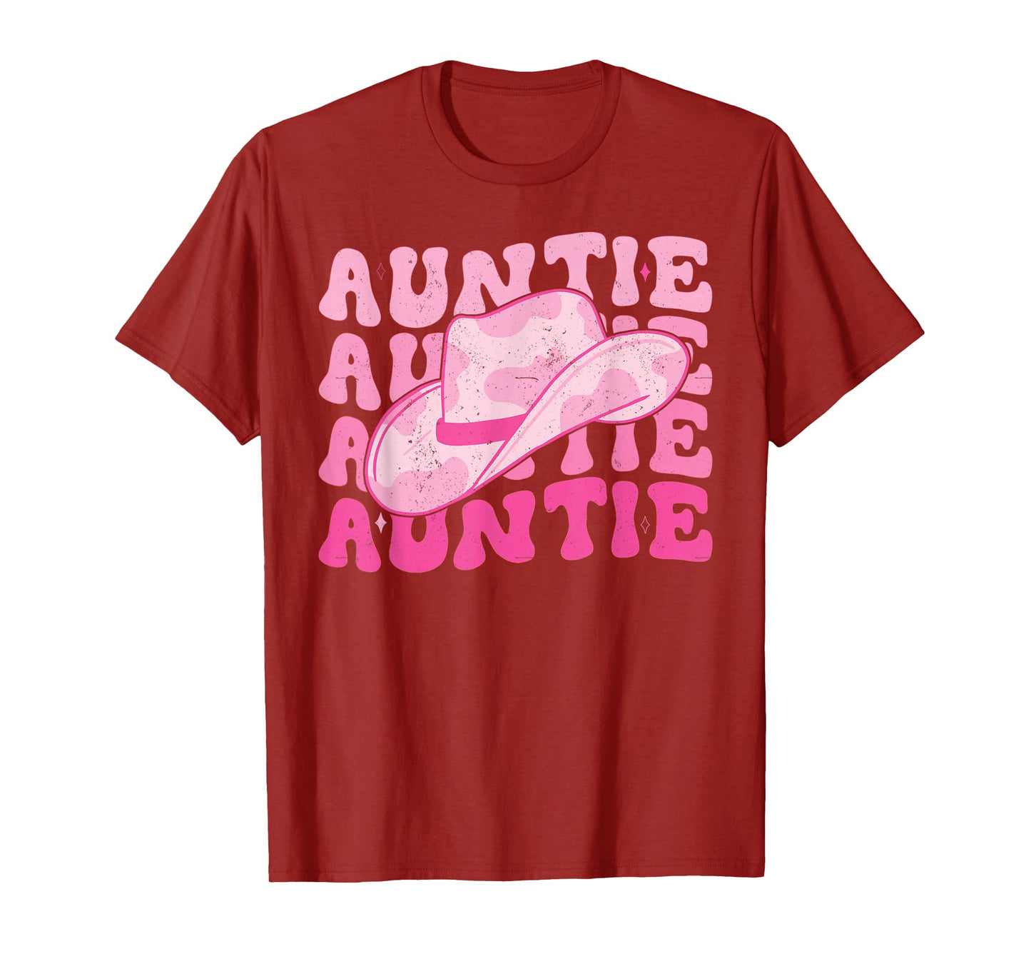 Retro Groovy Pink Cowboy Hat Western Aunt For Cowgirl Auntie T-Shirt