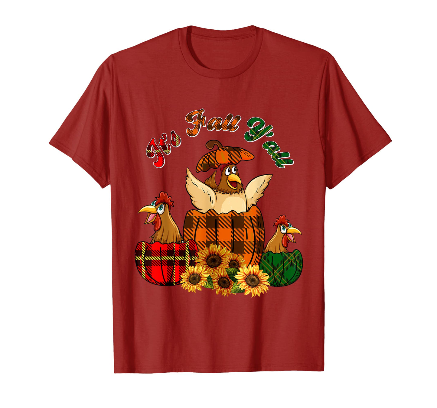 It's Autumn Y'all Thanksgiving Chickens Inside Fall Pumpkins T-Shirt