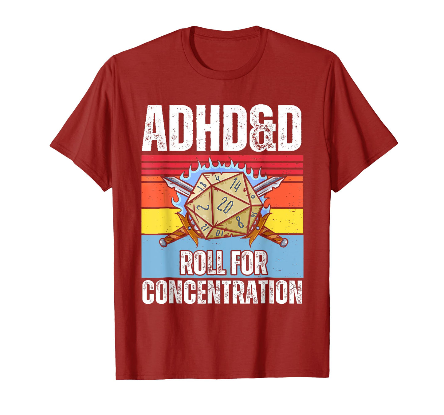 Retro Vintage ADHD&D Roll For Concentration Funny Gamer T-Shirt