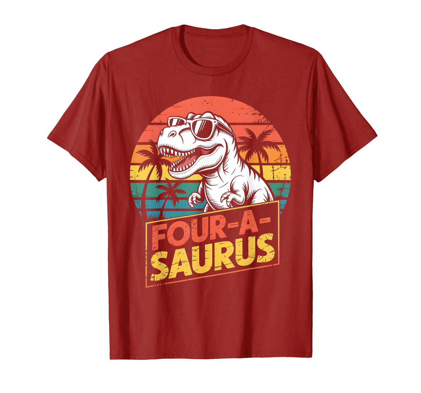 4 Year Old Dinosaur Birthday 4th T Rex Dino Four Saurus T-Shirt