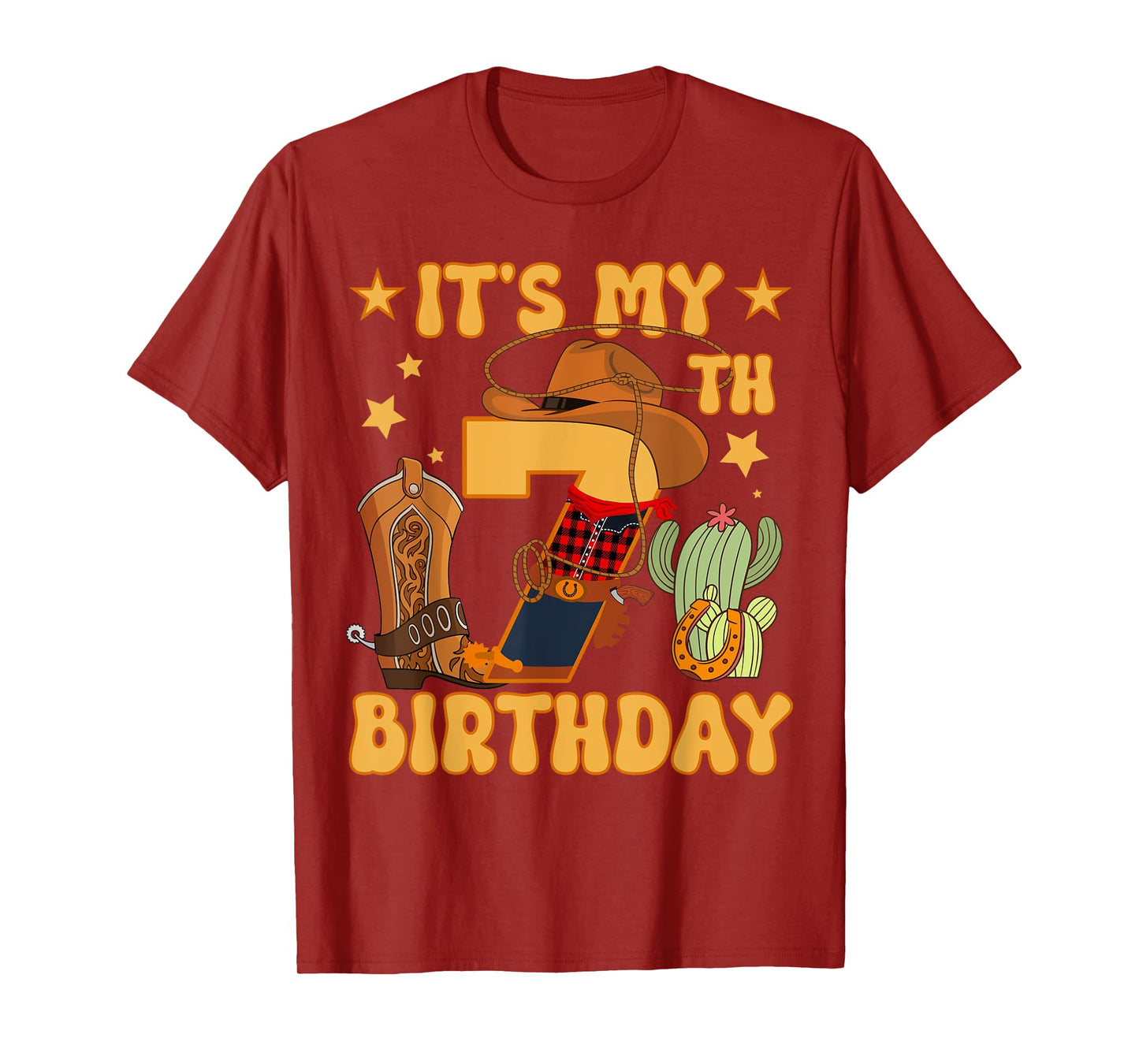 It's My 7th Birthday Cowboy Rodeo Horse 7 Year Old Bday Boy T-Shirt