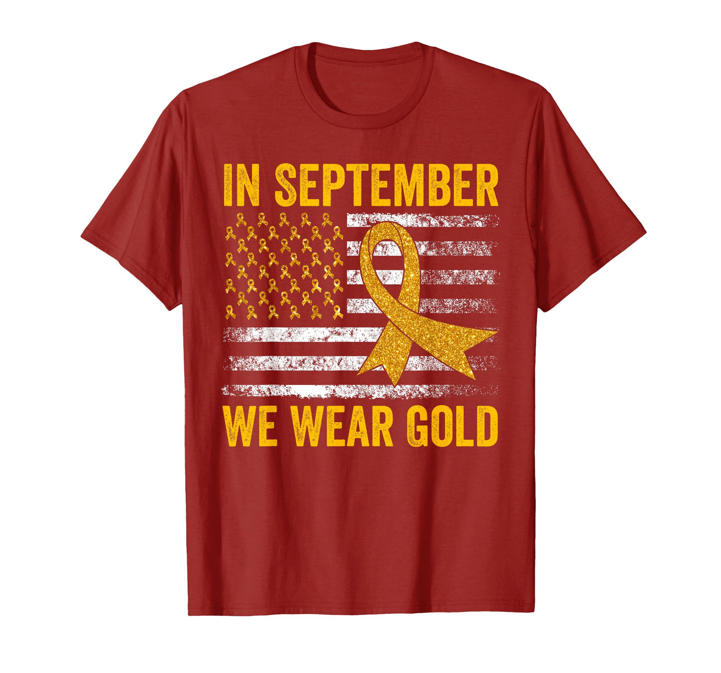 In September We Wear Gold Childhood Cancer Awareness Flag T-Shirt