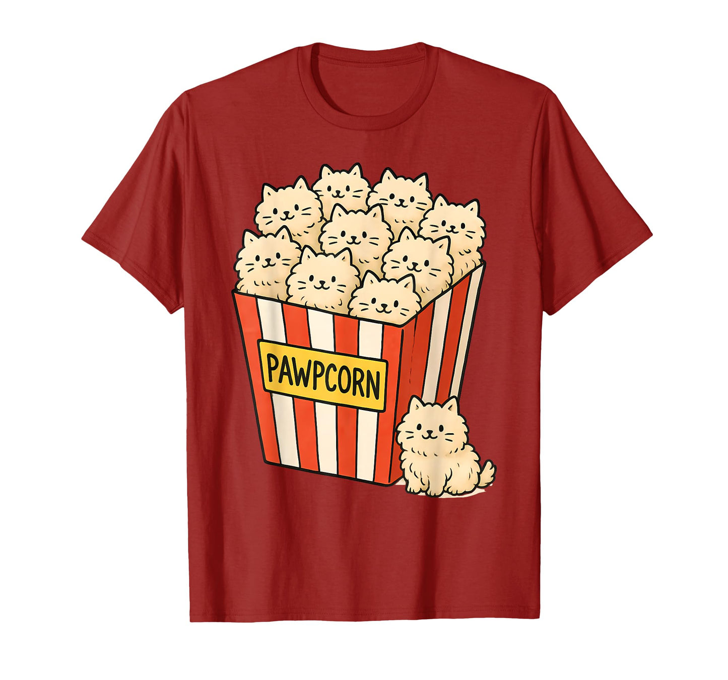 Funny Cat Owner Pawpcorn Popcorn Pun Cute Kittens Cat Lover T-Shirt